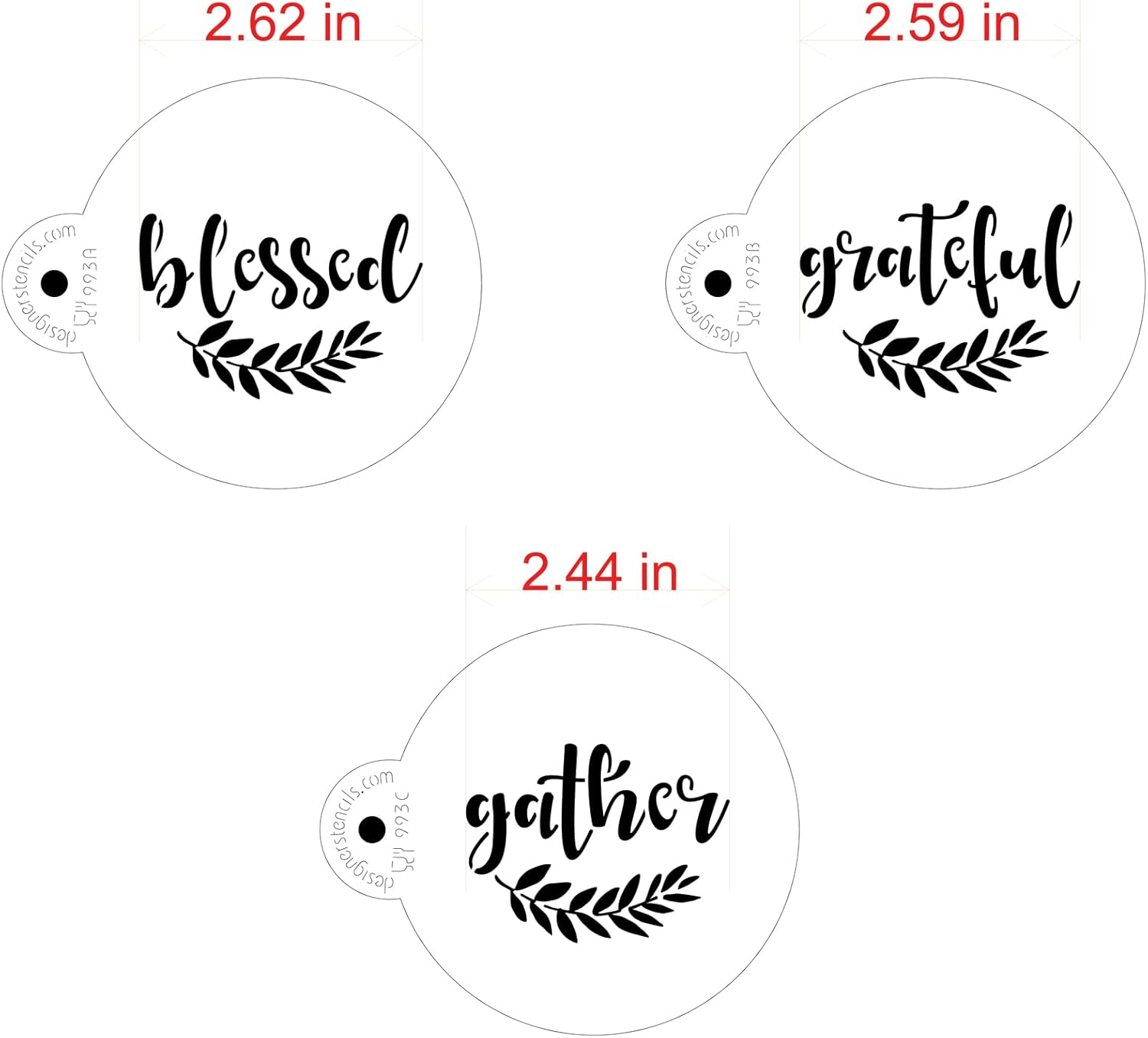 Plantilla de galletas Grateful, Blessed And Gather C993 de Designer Stencils