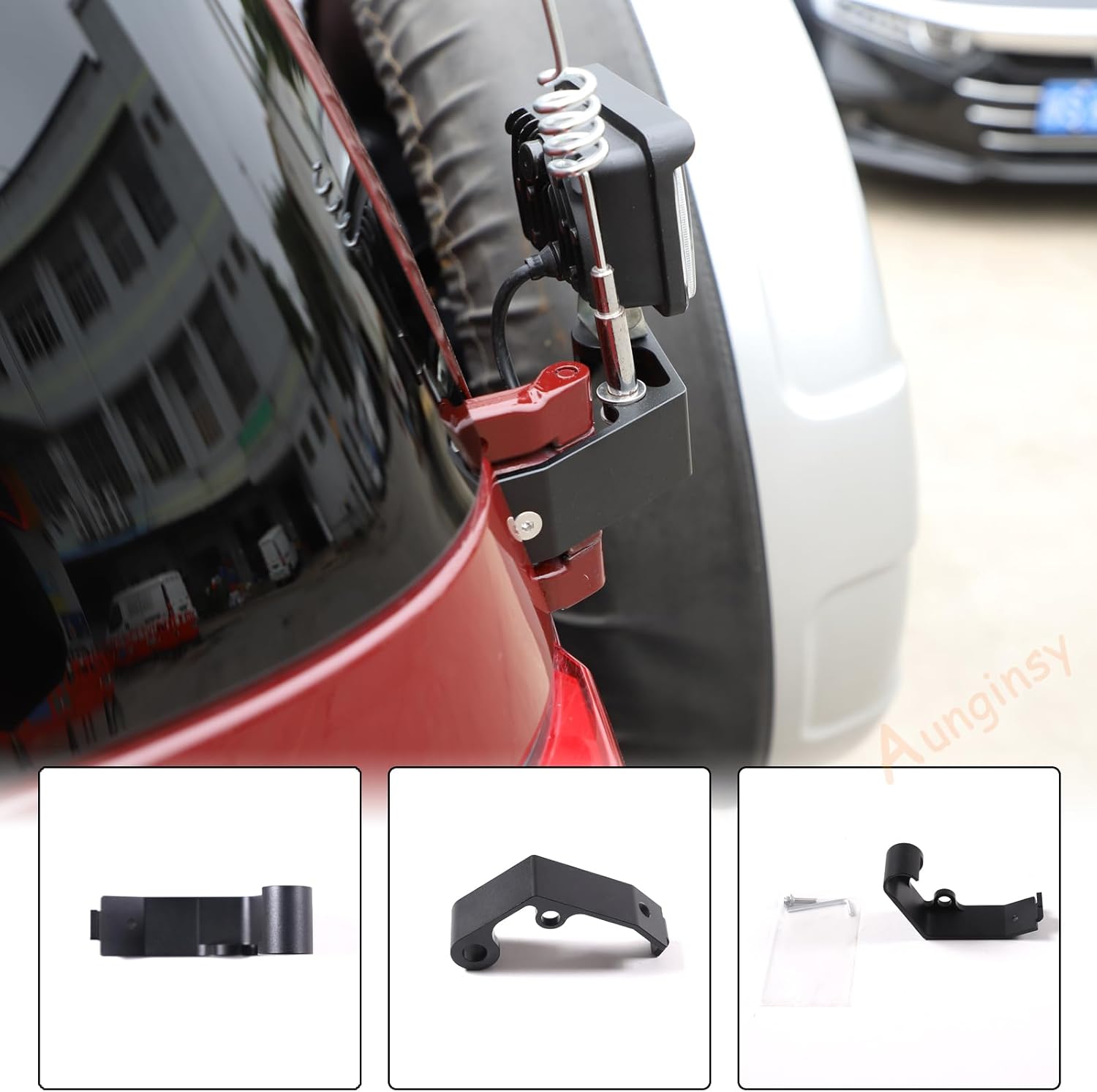Soporte de antena para portón trasero de automóvil, compatible con Toyota FJ Cruiser 2007-2021, soporte de antena para portón trasero, foco LED,