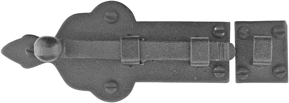 Renovators Supply Manufacturing Pestillo deslizante 3 34 pulgadas. Perno deslizante estilo punta de bola de hierro forjado negro con accesorios de