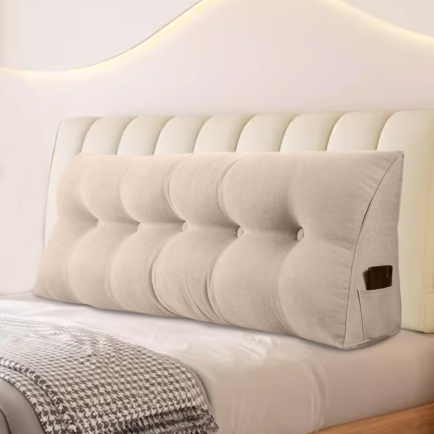 WUIOYNF Almohadas triangulares grandes para cabecero, respaldo largo, cojín de apoyo de posicionamiento para sofá cama, almohada de felpa esponjosa