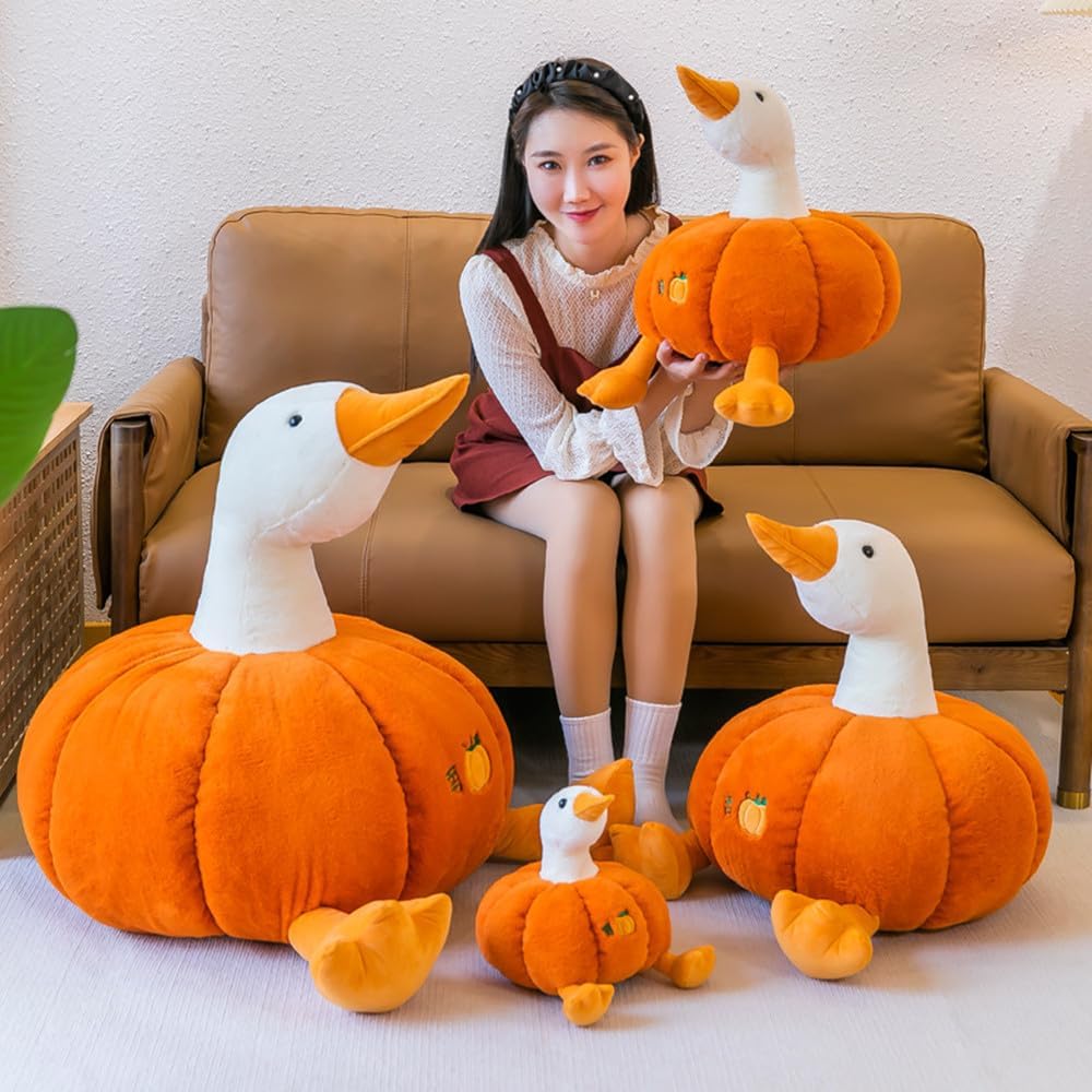Juguete de peluche de pato de calabaza de 22 pulgadas, animal de peluche de ganso, cojín de peluche suave, perfecto para Halloween, Navidad, fiesta