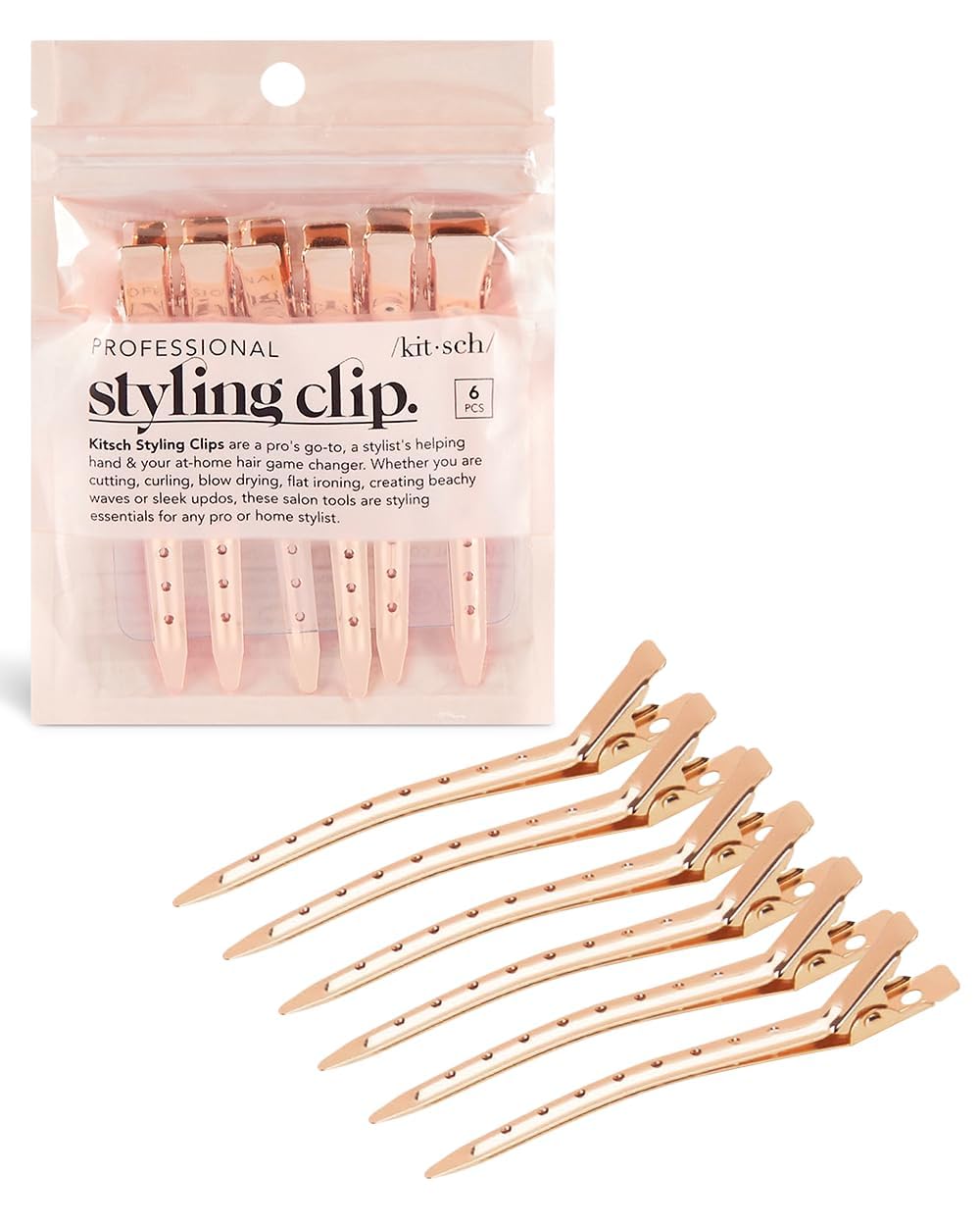 Kitsch Pinzas de metal para el cabello, pinzas de cocodrilo para seccionar, cortar, colorear, secar con soplado y maquillaje  Accesorios para el