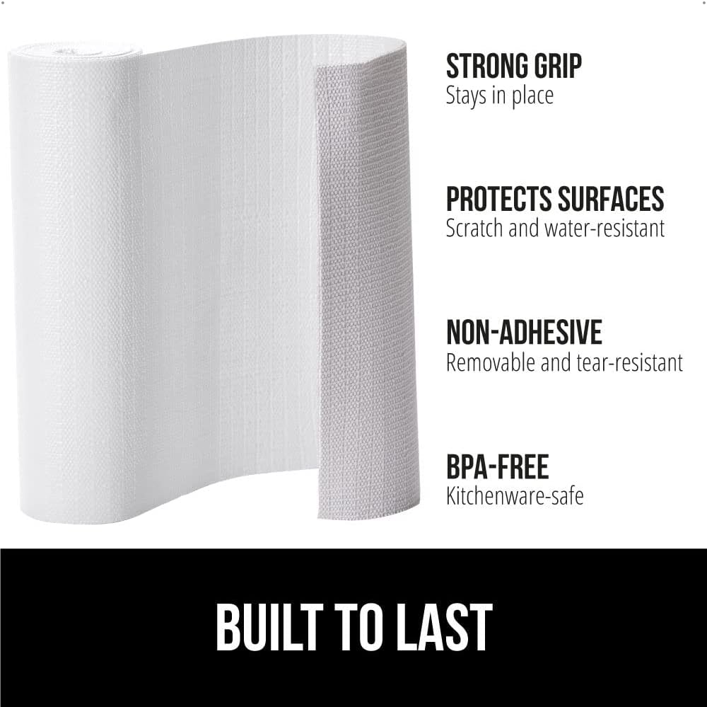 Gorilla Grip Forros originales antideslizantes para cajones y repisas rollo sin adhesivo duraderos y resistentes para alacenas, cocinas y