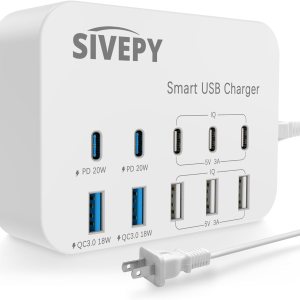 PD20W – Estación de carga USB C, cargador USB C de escritorio 106 W 10 en 1, protector de sobretensiones (4200J), adaptador de alimentación de carga PD20W – Estación de carga USB C, cargador USB C de escritorio 106 W 10 en 1, protector de sobretensiones (4200J), adaptador de alimentación de carga