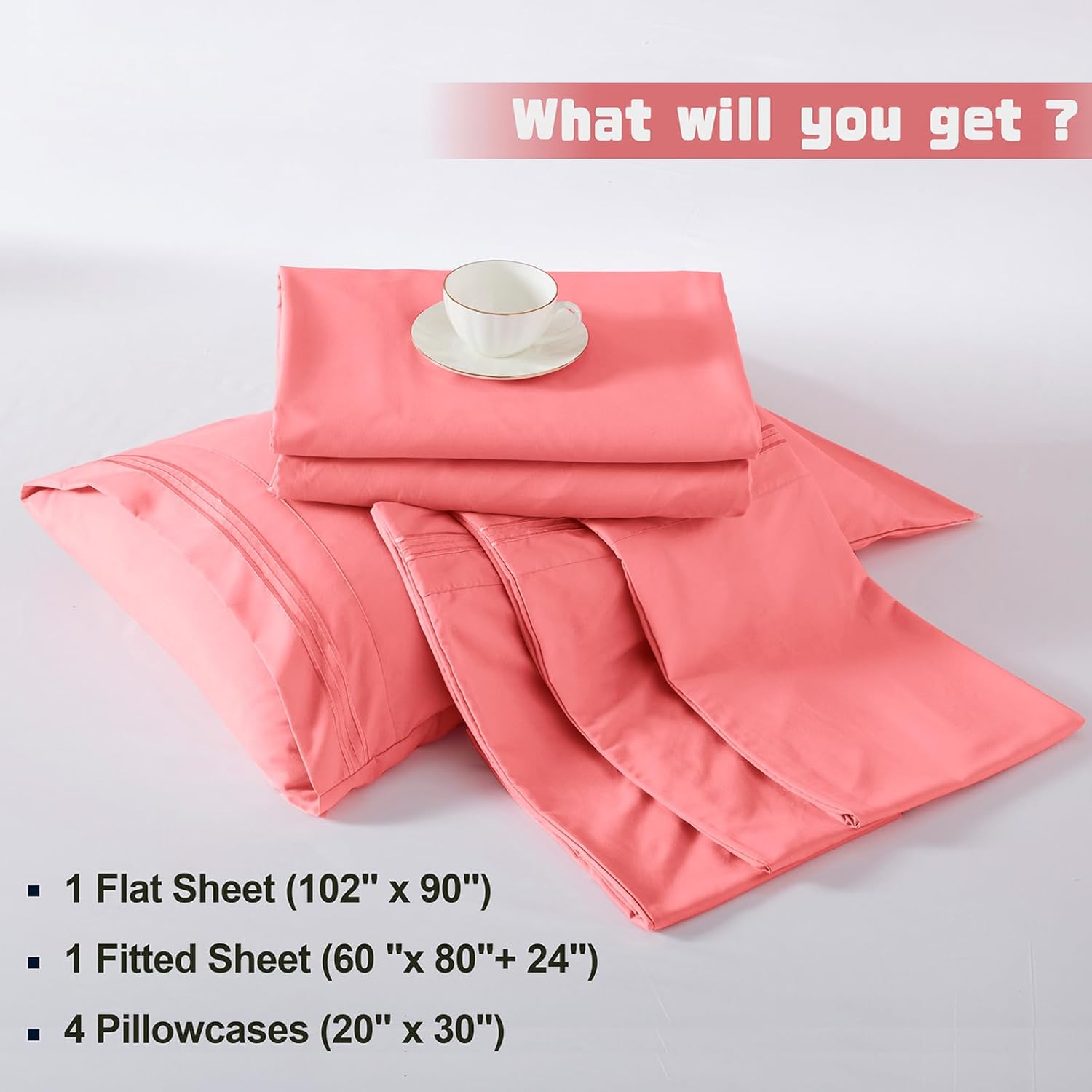 Homiest Juego de sábanas de bolsillo extra profundo, 6 piezas de sábanas de color rosa suave de 18 a 24 pulgadas, sábanas de microfibra de 1800