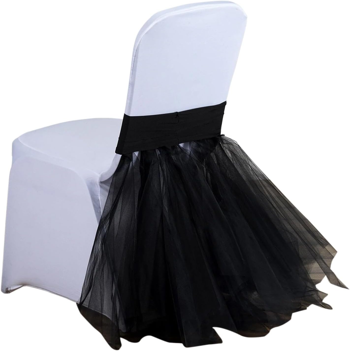 Efavormart – 40 piezas de falda tutú para silla de elastano negro, decoración de silla para eventos de boda
