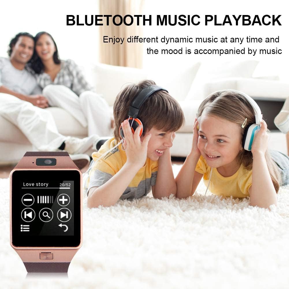 Reloj inteligente Padgene DZ09Bluetooth, con cámara, para Samsung S5, Note 234, Nexus 6, HTC, Sony y otros celulares Android, 1, Dorado, Blanco