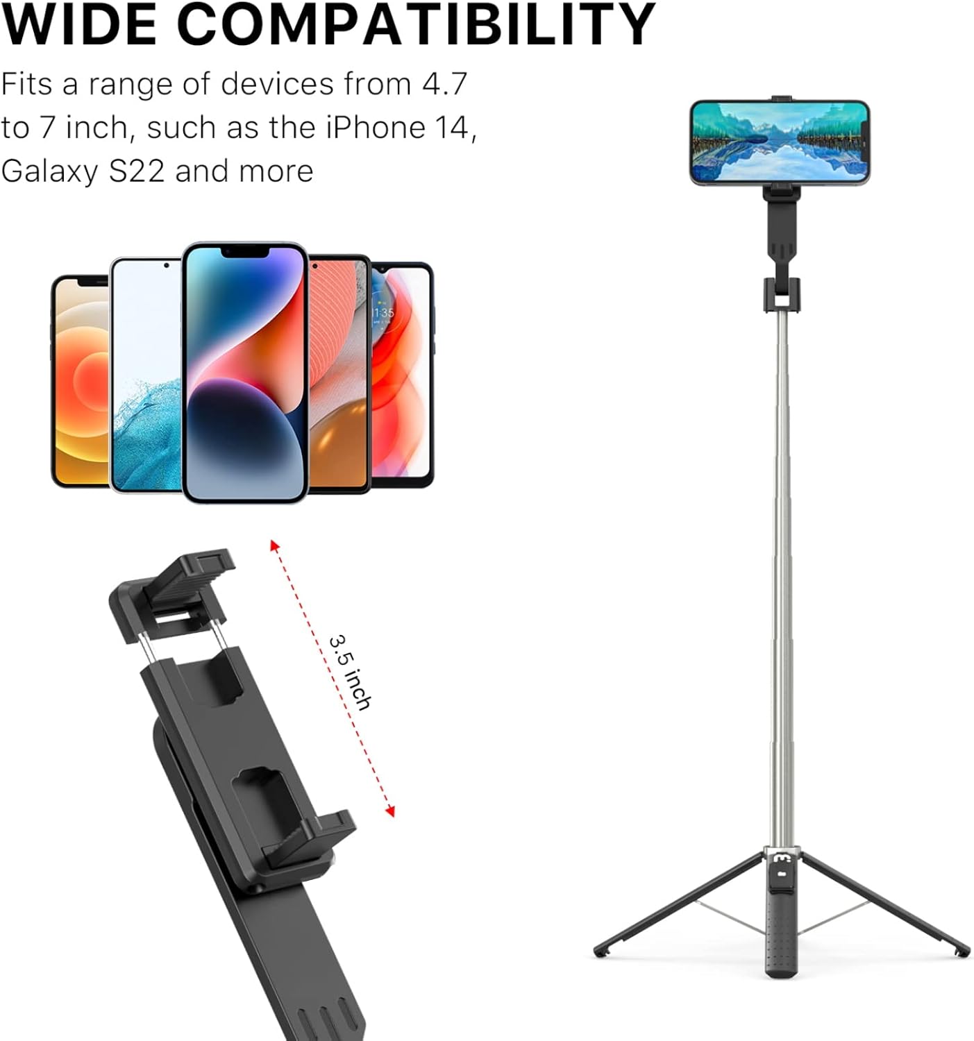 MYBAT PRO – Trípode para selfie stick con control remoto, 4 en 1, extensible portátil, Bluetooth Selfie Stick y soporte de trípode para teléfono,