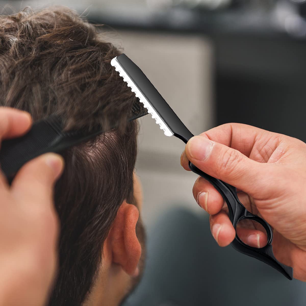 Cuchillo para adelgazar el cabello, afeitadora de peluquería y peluquería con 10 cuchillas de acero inoxidable de repuesto para uso en el hogar y