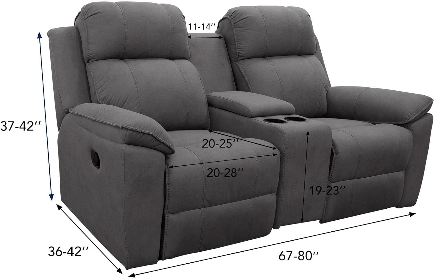 Easy-Going Funda elástica para sofá reclinable con consola central, suave vellón ajustable de 2 asientos con soporte y almacenamiento, protector de