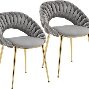 CALABASH Sillas de comedor modernas, sillas de comedor tapizadas de terciopelo de mediados de siglo, sillas auxiliares de ocio con patas de metal y CALABASH Sillas de comedor modernas, sillas de comedor tapizadas de terciopelo de mediados de siglo, sillas auxiliares de ocio con patas de metal y