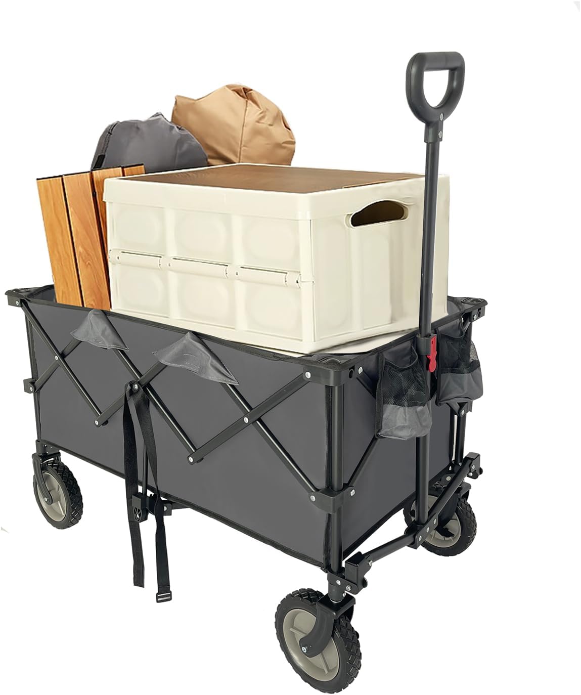 Carrito de jardín al aire libre plegable para acampar compras, 220 libras multiusos Push Pull plegable carro de playa, carro utilitario para playa,
