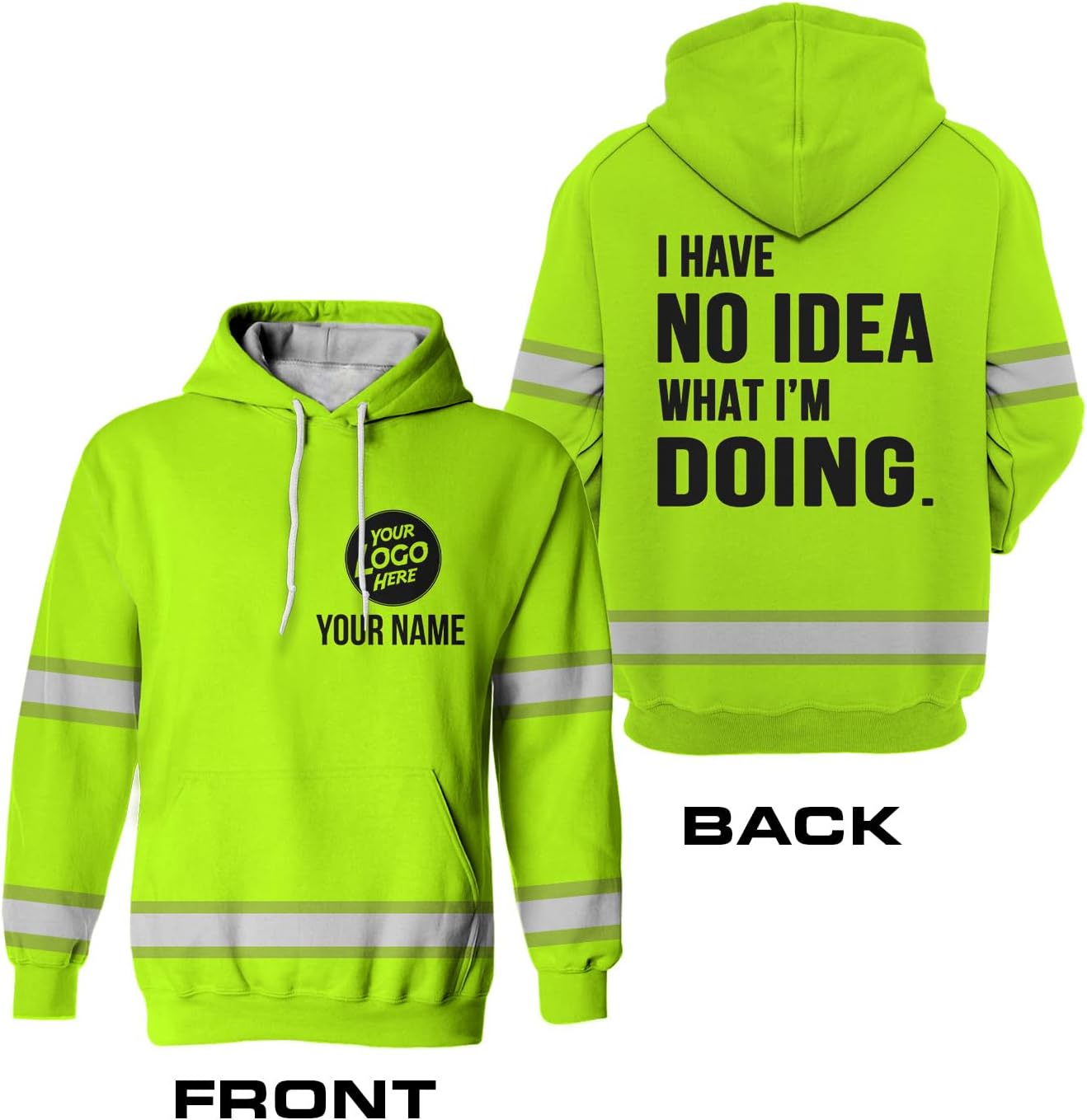 Camisa de uniforme personalizadasudadera con capucha con nombrelogotipo, Hola Vis reflectante divertido trabajo de construcción camiseta