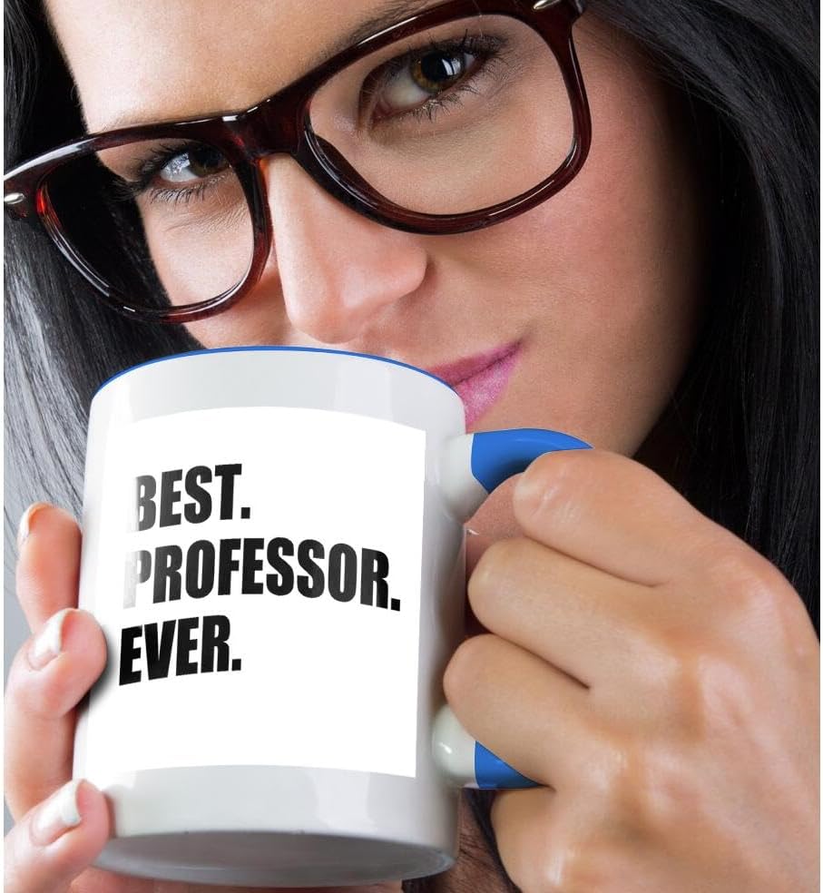 3dRose Best Professor Ever – Taza de dos tonos, regalo para profesores universitarios inspiradores, 11 onzas, azul