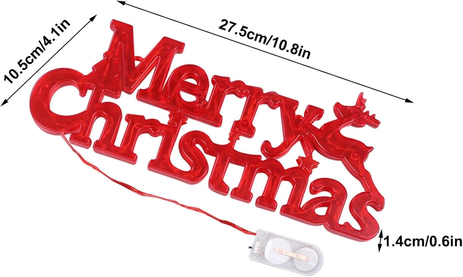 Letrero iluminado de Feliz Navidad, funciona con pilas, decoración de Navidad para interiores, letras LED de bienvenida, adornos colgantes de