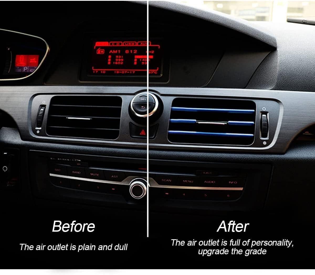 20 tiras de decoración de aire acondicionado para automóvil, tira de ajuste de salida de aire flexible, accesorios interiores de automóvil, tira de