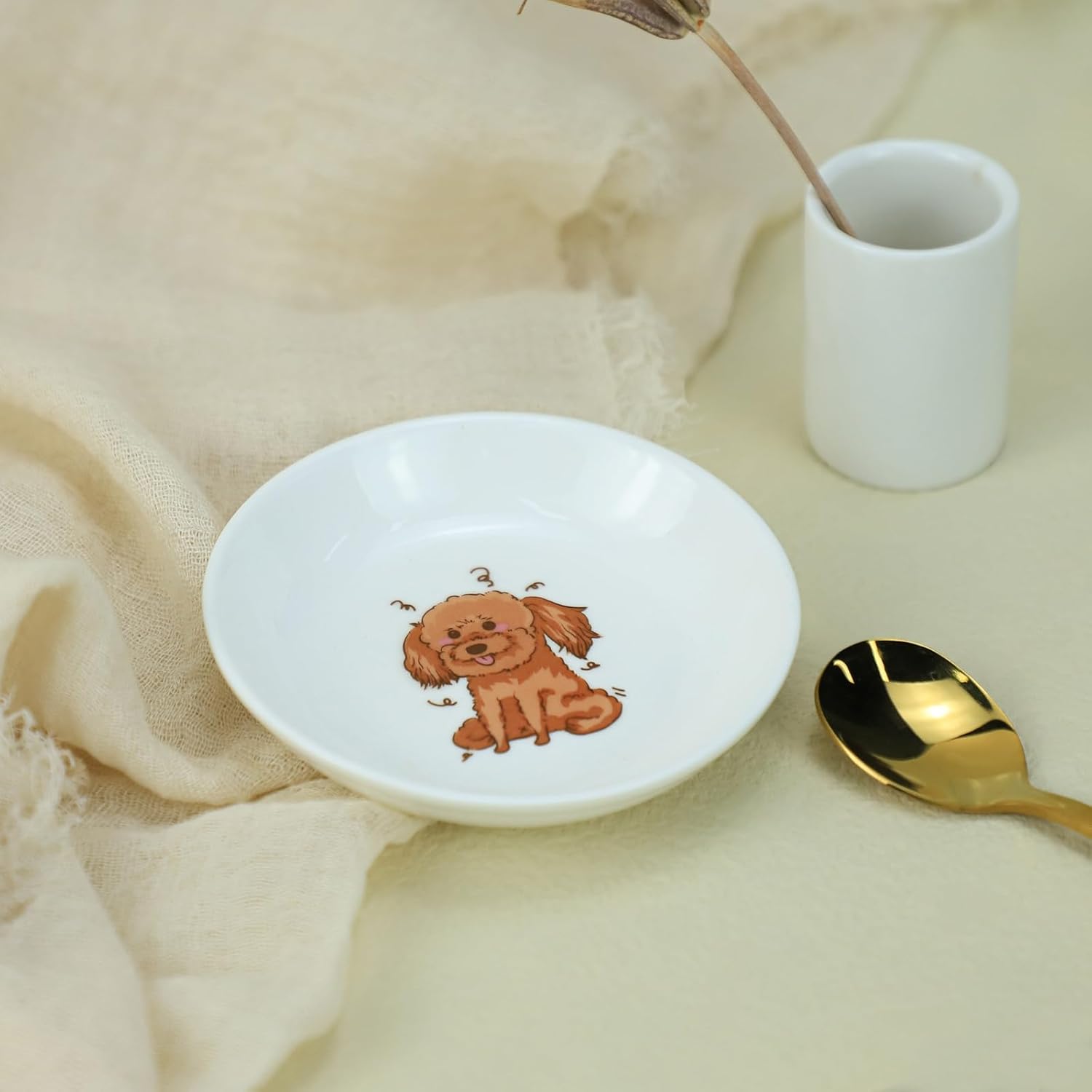 Divertidos platos de cerámica con diseño de perros lindos de caricaturas, platos de condimentos, cuencos de salsa de soja para sushi, platos de