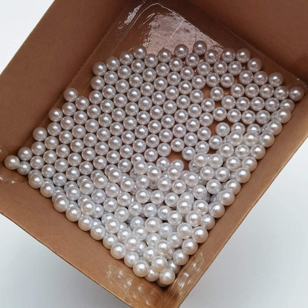 INSPIRELLE 340 perlas de imitación de ABS blancas sin perforar para rellenos de jarrón, cuentas de maquillaje sin agujero de 0.472 pulgadas para