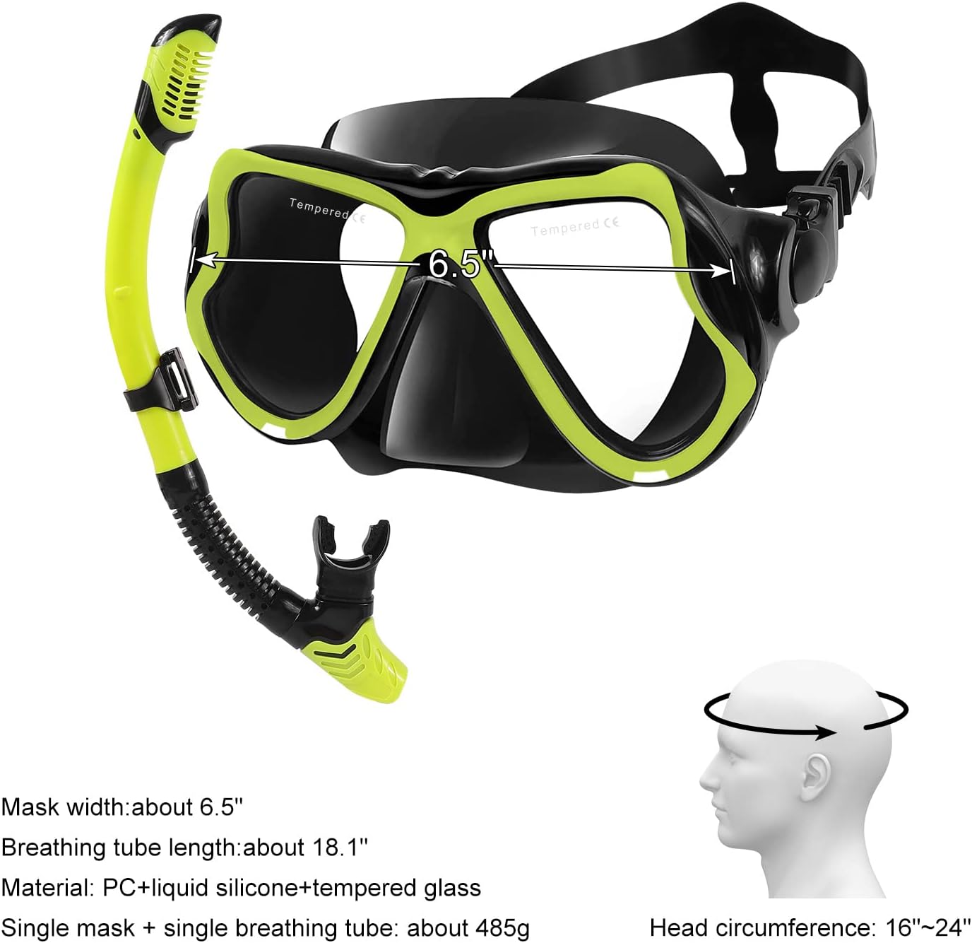 Konelia Juego de 2 gafas de snorkel seco con vista panorámica panorámica, antivaho, gafas de natación para adultos y jóvenes