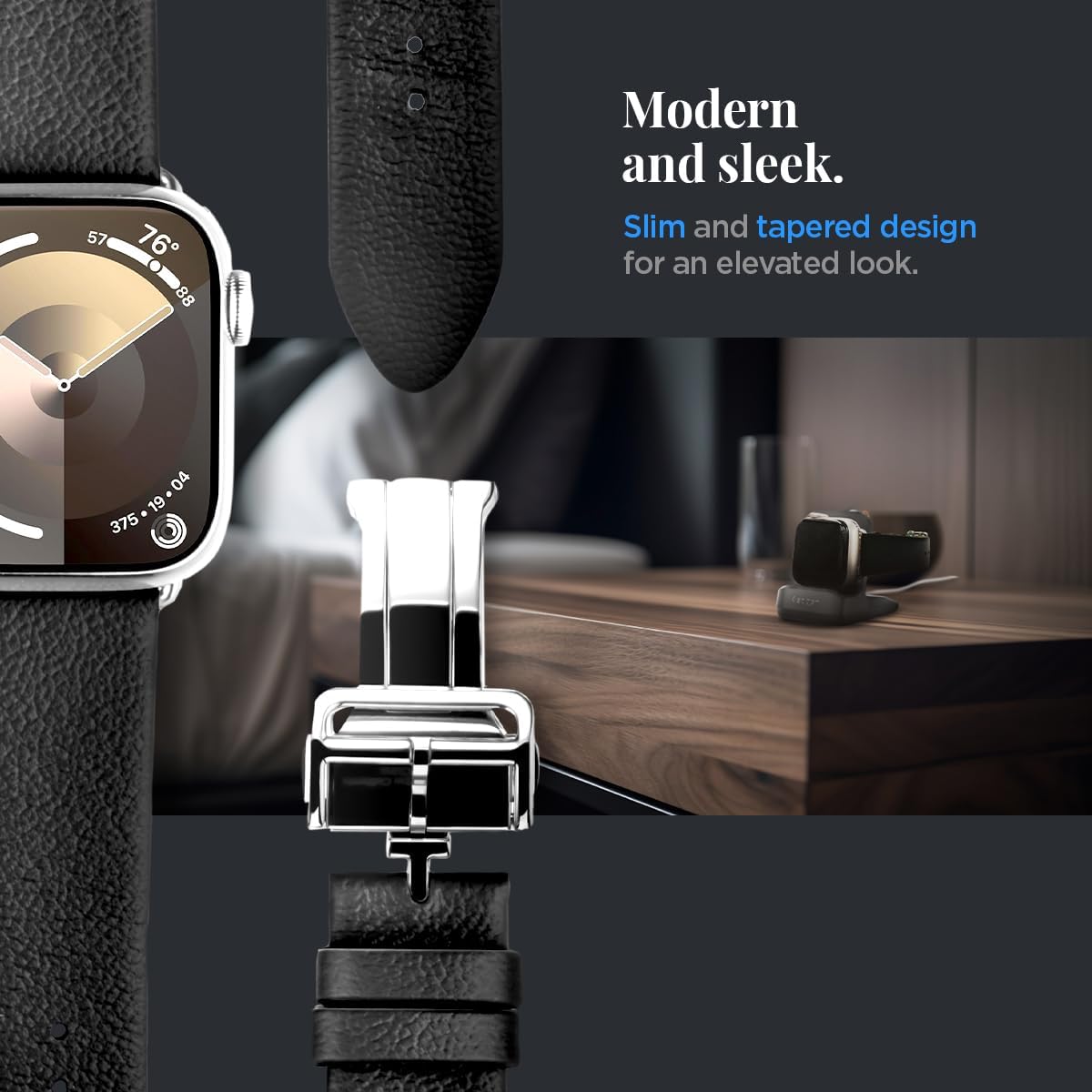 Spigen Enzo – Correa de piel auténtica diseñada para Apple Watch Ultra2Apple Watch Ultra de 1.732 pulgadas, Series 98SE276SE54321 de 1.772 pulgadas,