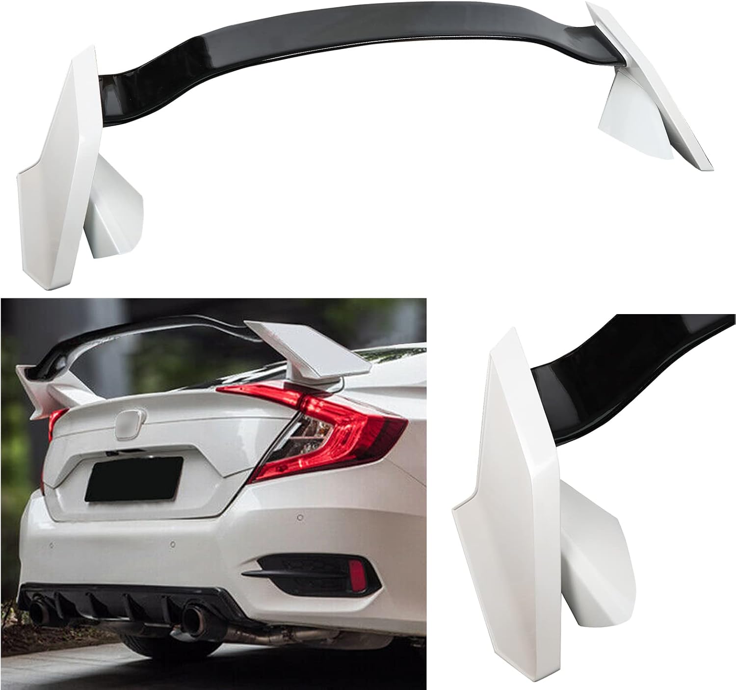 ZXMT Honda Civic 4 puertas Sedan 2 tonos blanco BLK tipo R estilo alerón para 2016 2017 2018 2019 2020 2021