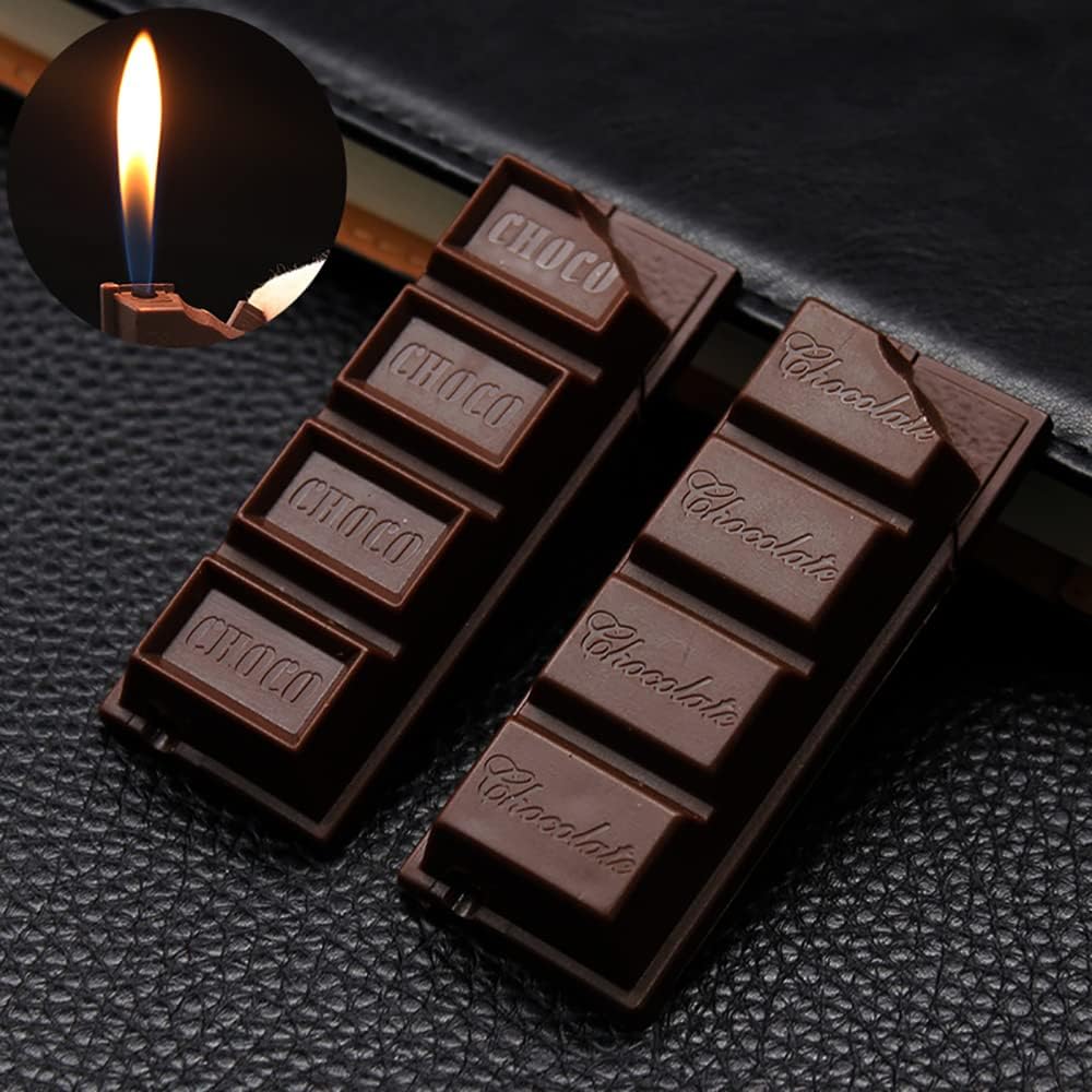 Encendedor de chocolate reutilizable con llama suave, resistente al viento, encendedor de butano fresco, regalos de cumpleaños únicos para hombres,
