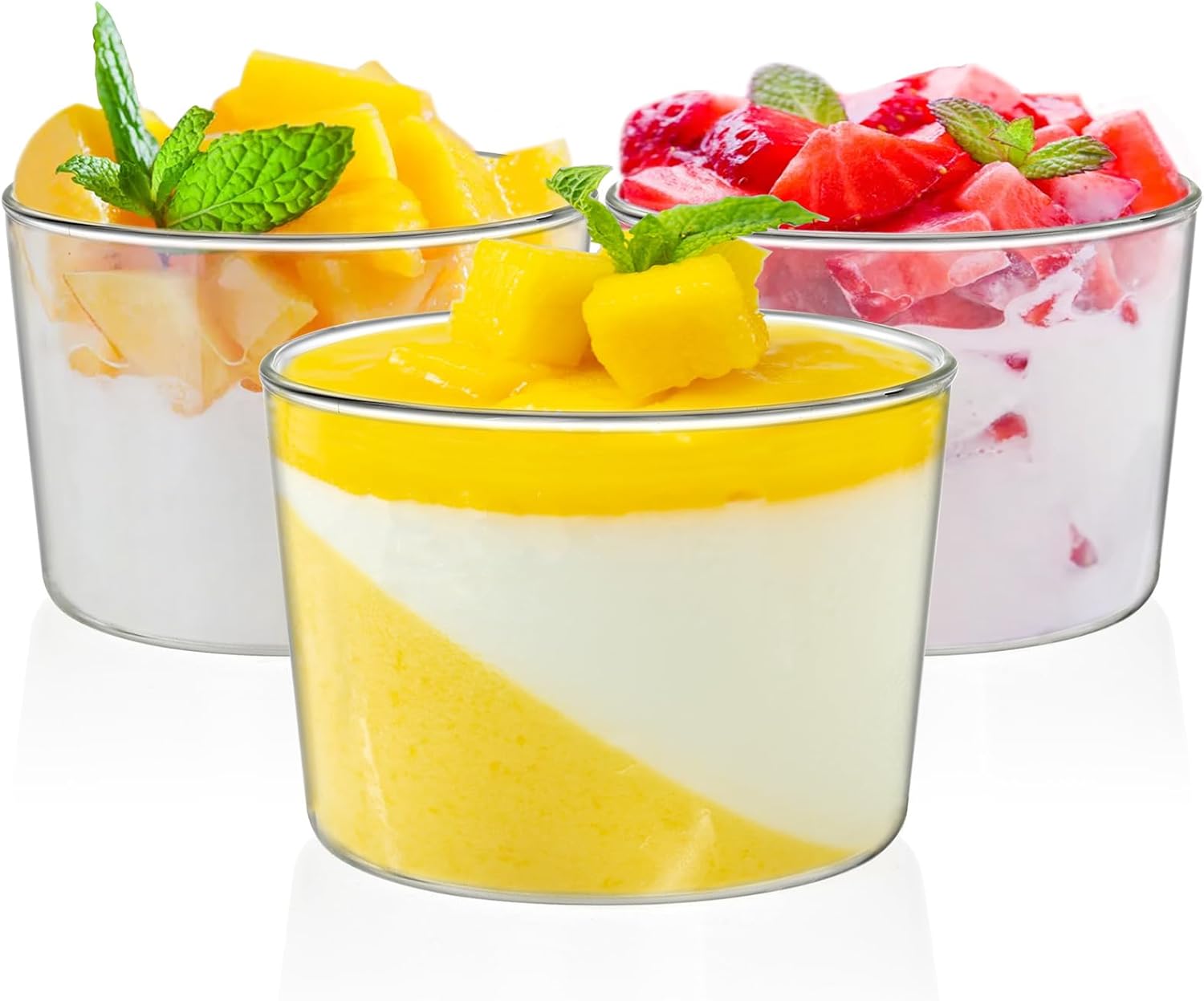 yarlung Paquete de 9 cuencos pequeños de vidrio para postre, taza de crema de 8 onzas, taza de pudín transparente, vasos de degustación, cuencos de