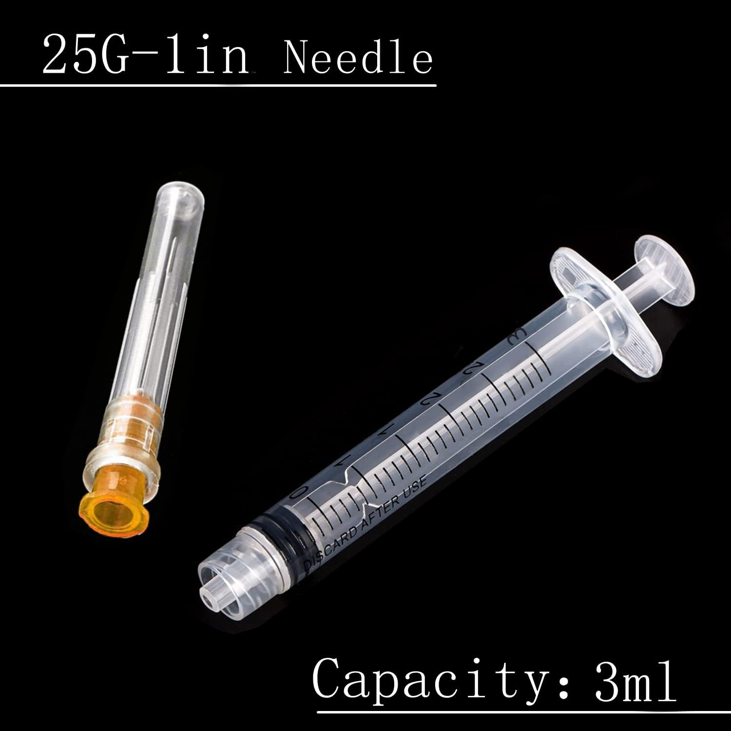 Paquete de 50 jeringas dispensadoras de plástico de 0.1 onzas fluidas y 25 Ga, consumibles de laboratorio industrial y científico para rellenar,