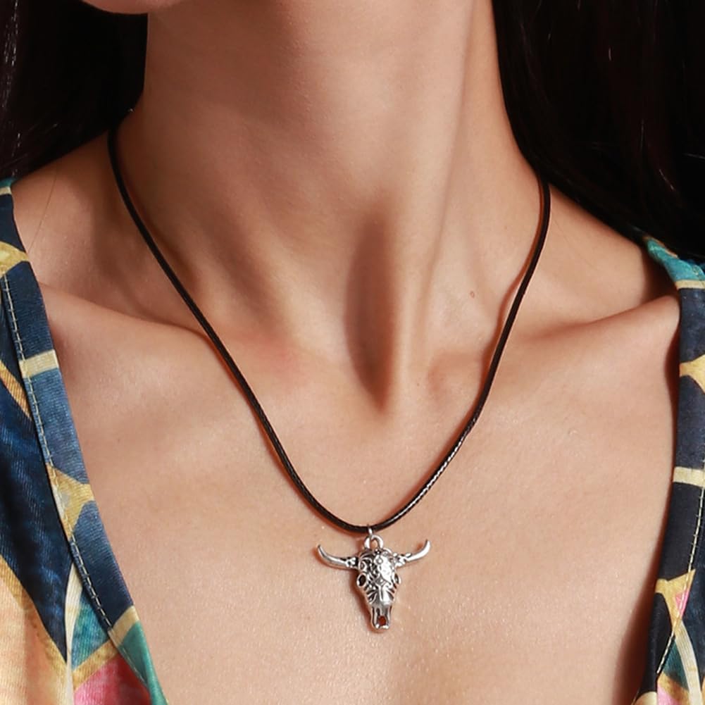 ZHLZTYYL Metal Cow Enamel Pendants Western Cowboy Charms Antique Silver Alloy Pendants Charms for Earring Necklace Bracelet Key Chain Jewelry Craft