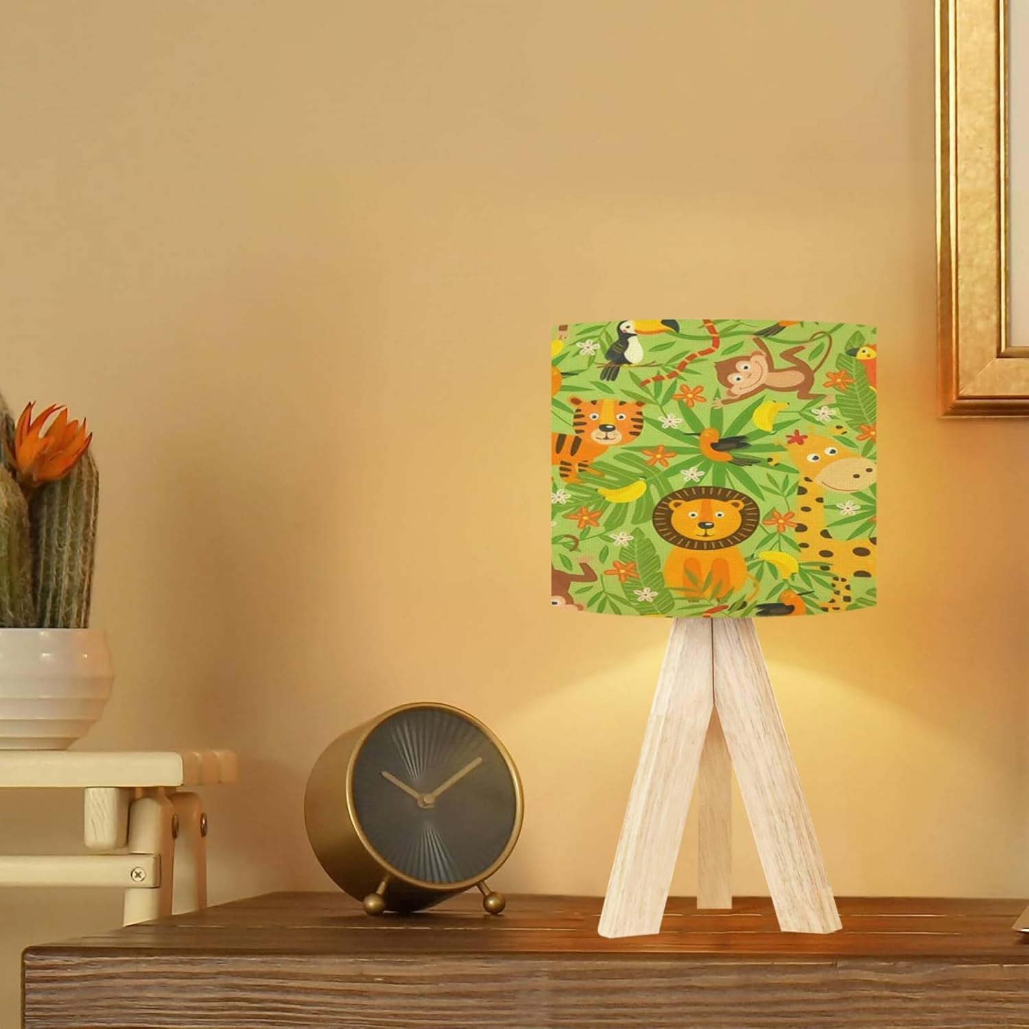 Lámpara de mesa con trípode, sin costuras, animales de la selva, EPS, moderna, para mesita de noche, regulable, lámpara de escritorio, base de