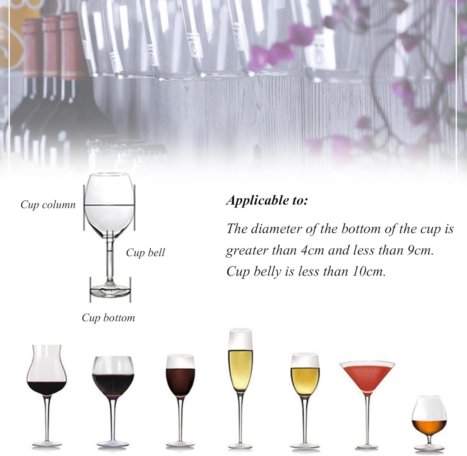 Estante de vino montado en la pared  Estante de vino de metal con soporte para vidrio  Soporte para vino rústico colgante  Soporte para botella de