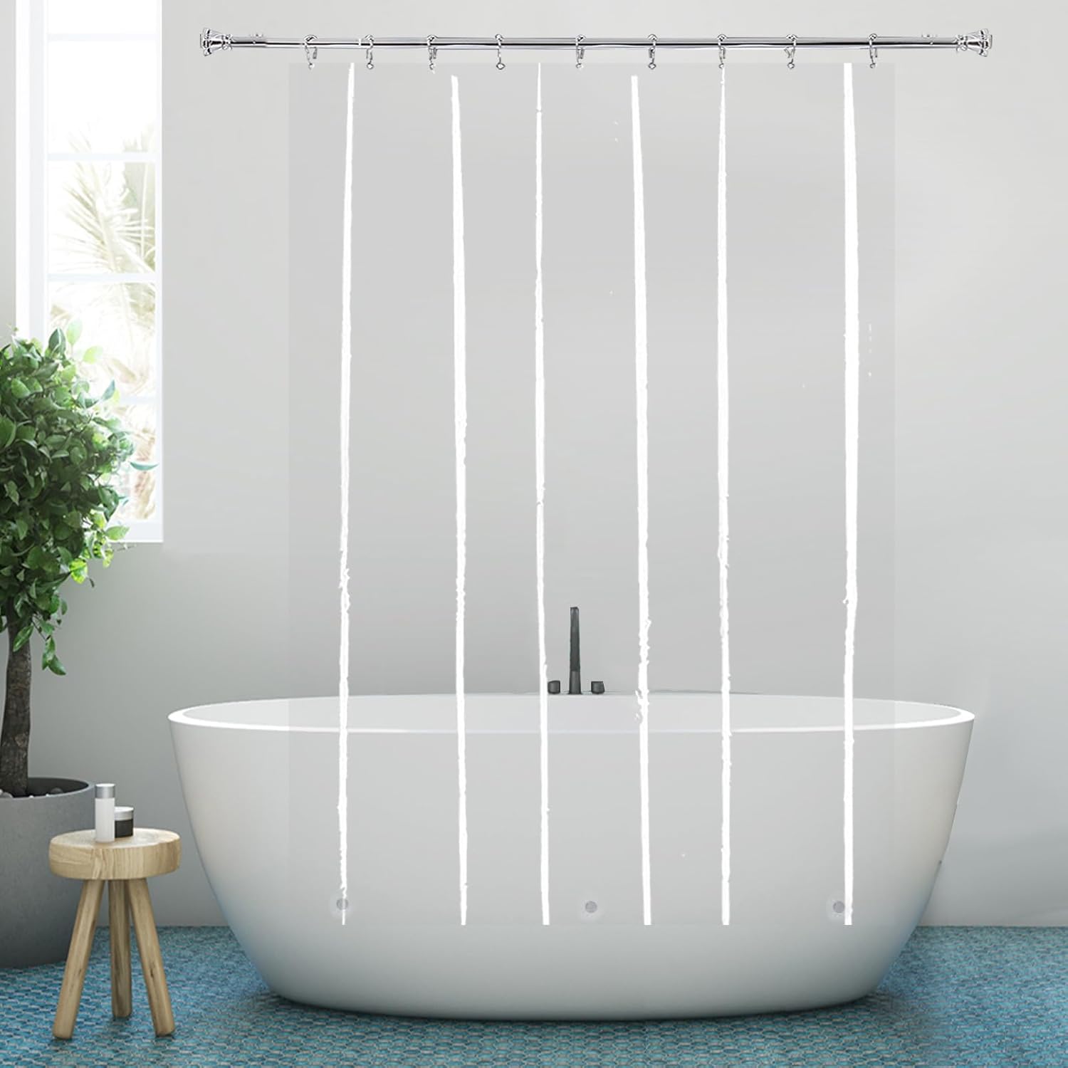 YISURE Forro de ducha tamaño de establo de 54 x 76 pulgadas, juego de cortinas de ducha impermeables de plástico Peva de tamaño medio pequeño para