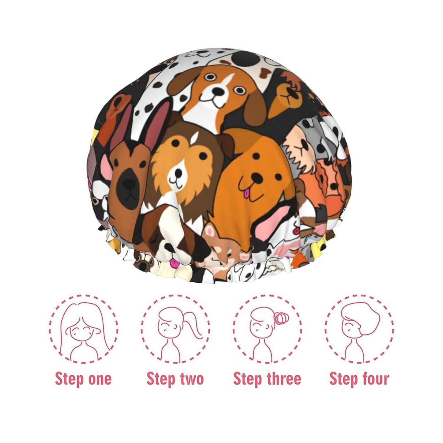 El gorro de ducha impermeable de doble capa para perros lindos es adecuado para todos los tamaños de cabeza