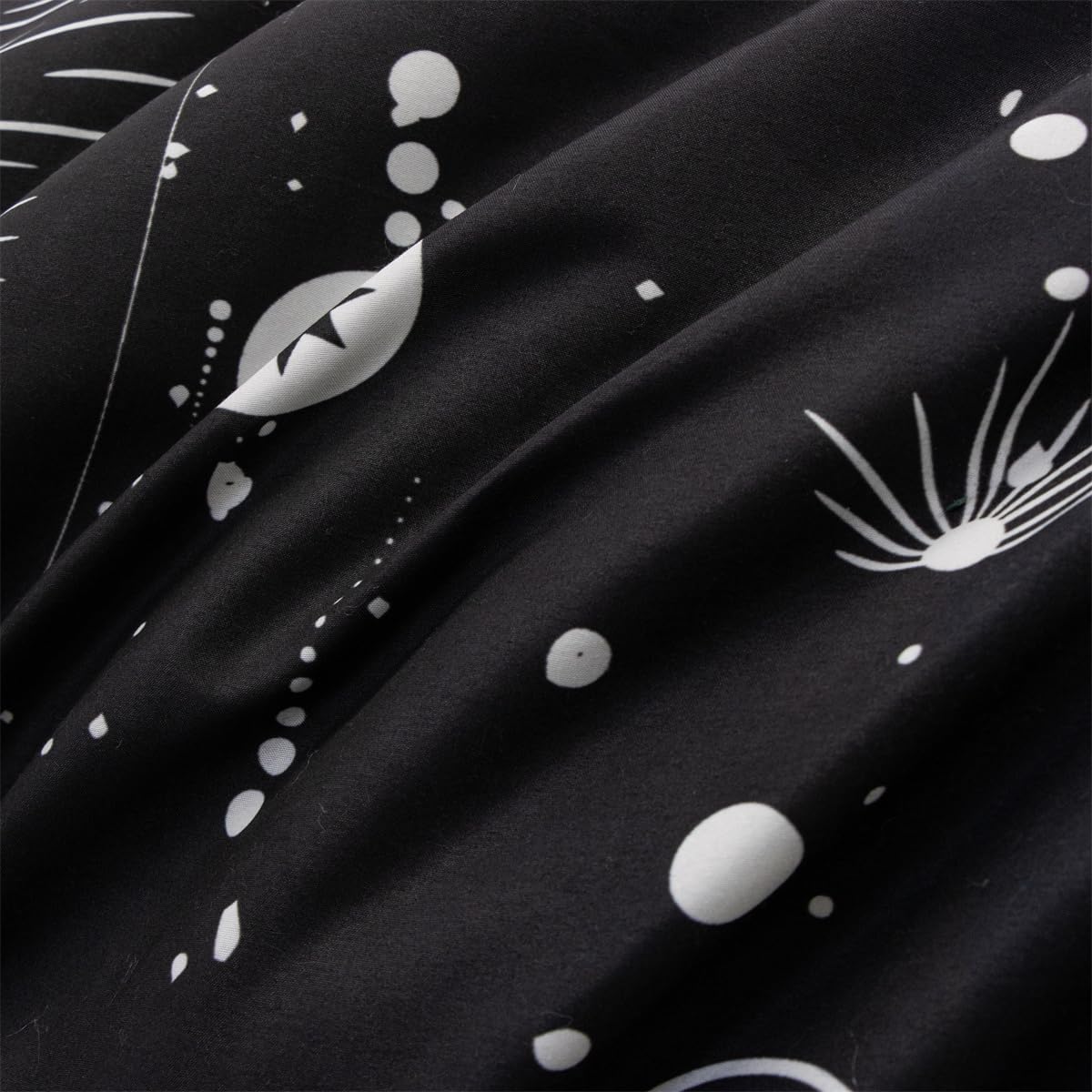 Holawakaka Juego de edredón con estampado de constelaciones de estrellas, luna, tamaño individual, para niñas y niños, juego de ropa de cama con