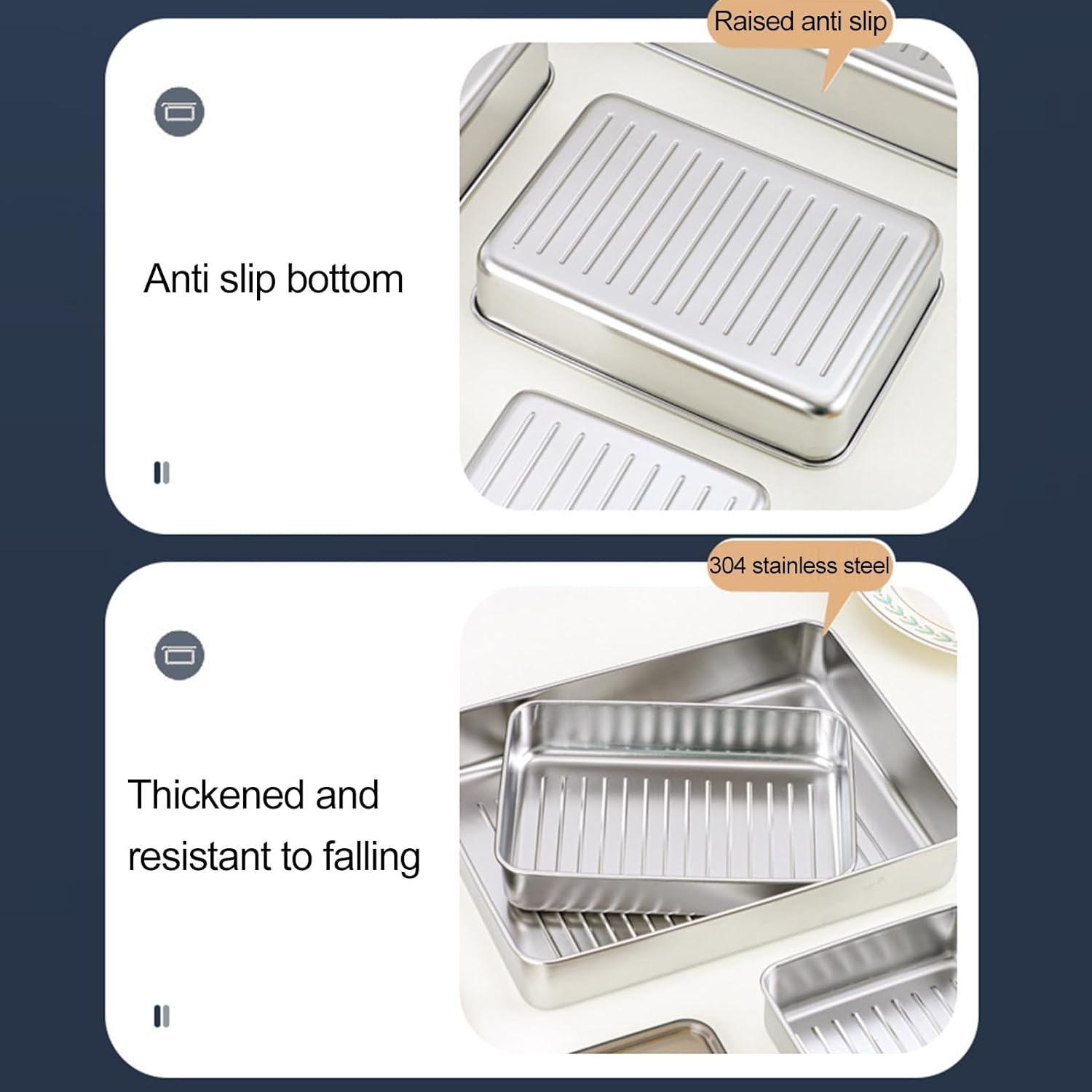 Recipiente de tocino para refrigerador, 1000ML2000ML800ML400ML Crisper Box 304 Recipientes herméticos de almacenamiento de carne con tapas con base
