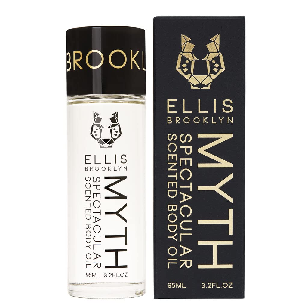 Ellis Brooklyn MYTH Spectacular – Aceite corporal perfumado, bergamota jazmín pachulí, cuidado de la piel hidratante vegano limpio, 3.2 fl oz