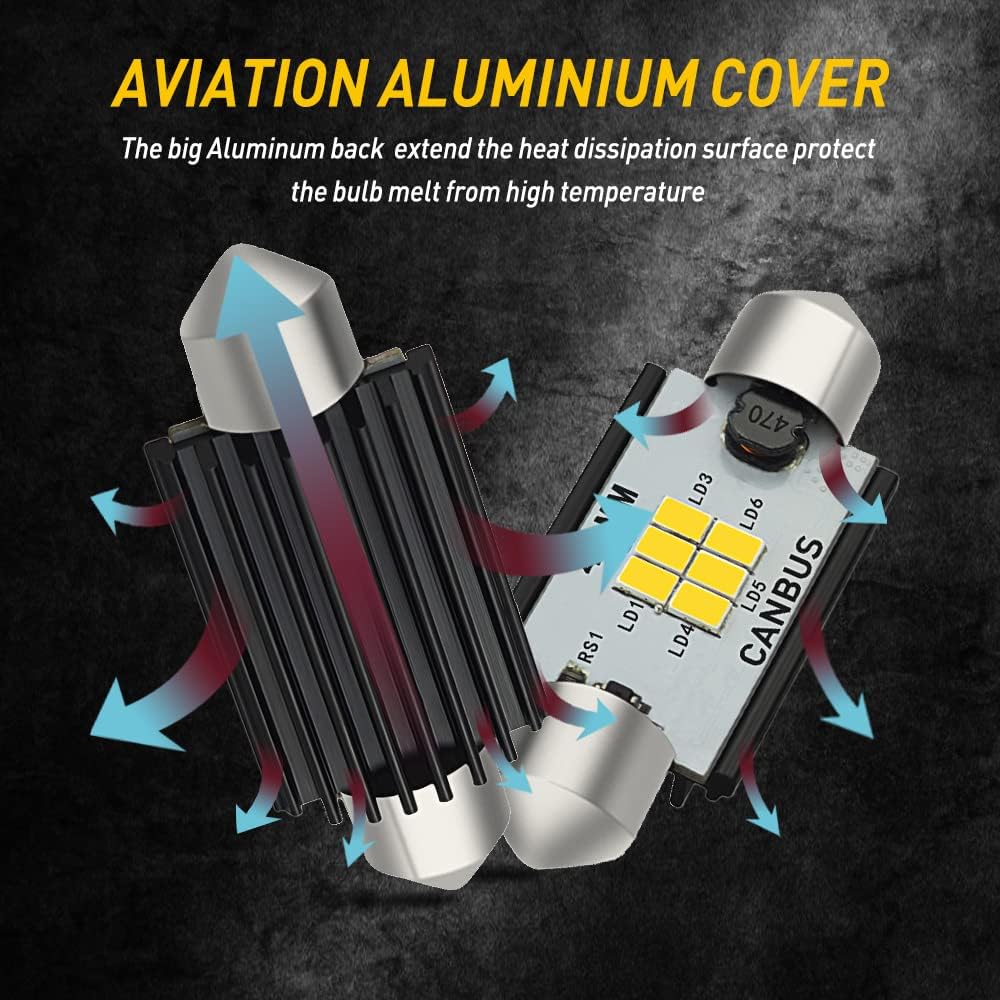 AUXITO Canbus – 578 bombillas LED de 400 lúmenes sin errores 211-2 212-2 de 1.614 in y 1.654 in, bombillas LED festoon para interior de automóvil,
