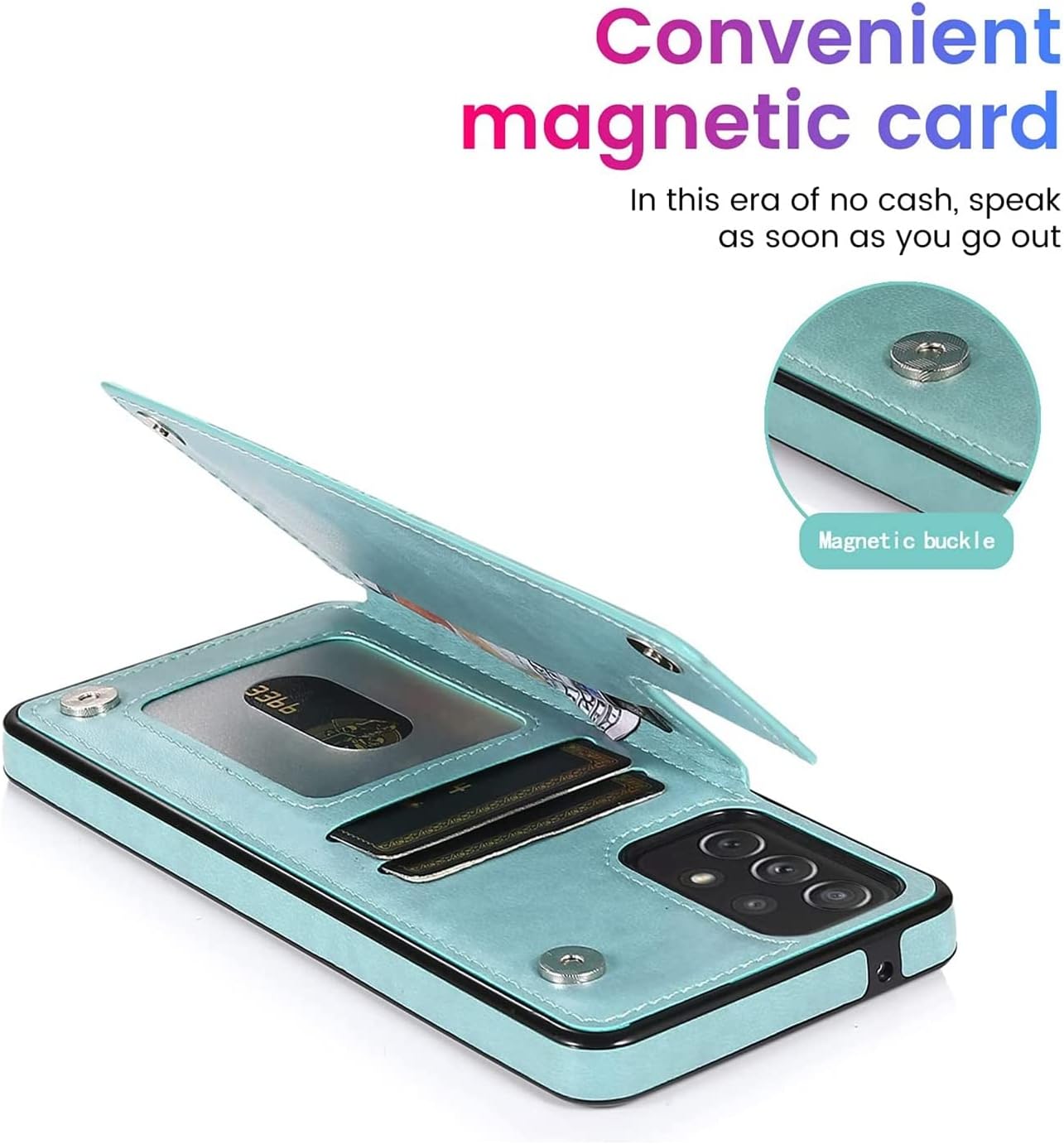 Anyisposs Funda de teléfono para Samsung Galaxy A52 5G  4G Funda tipo cartera con protector de pantalla de vidrio templado, ranuras para tarjetero,