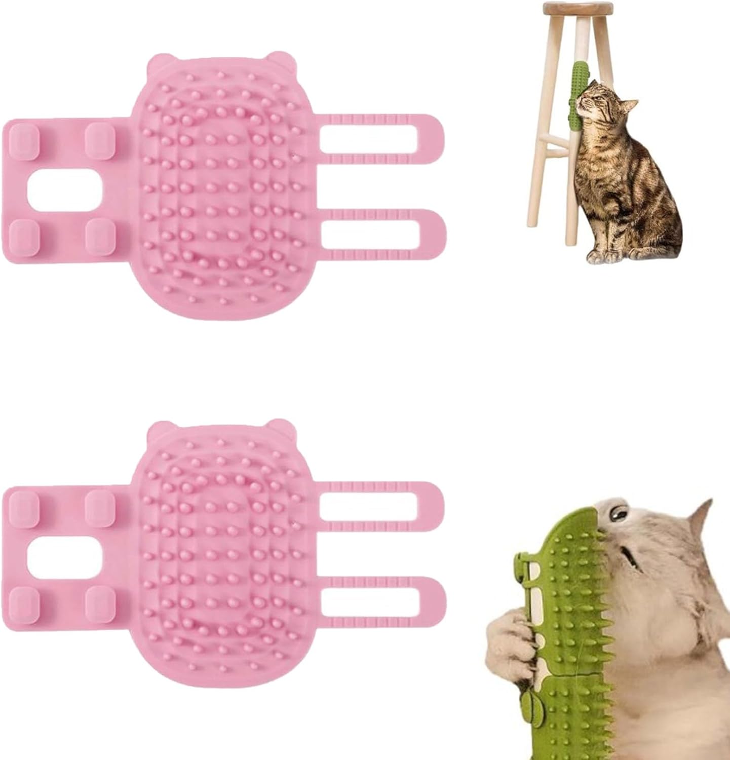 LONVEAR Herramienta de frotamiento antipicazón para mascotas, 63 dientes de peine de cabeza redonda, rosa, para gatos y perros