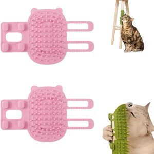 LONVEAR Herramienta de frotamiento antipicazón para mascotas, 63 dientes de peine de cabeza redonda, rosa, para gatos y perros LONVEAR Herramienta de frotamiento antipicazón para mascotas, 63 dientes de peine de cabeza redonda, rosa, para gatos y perros