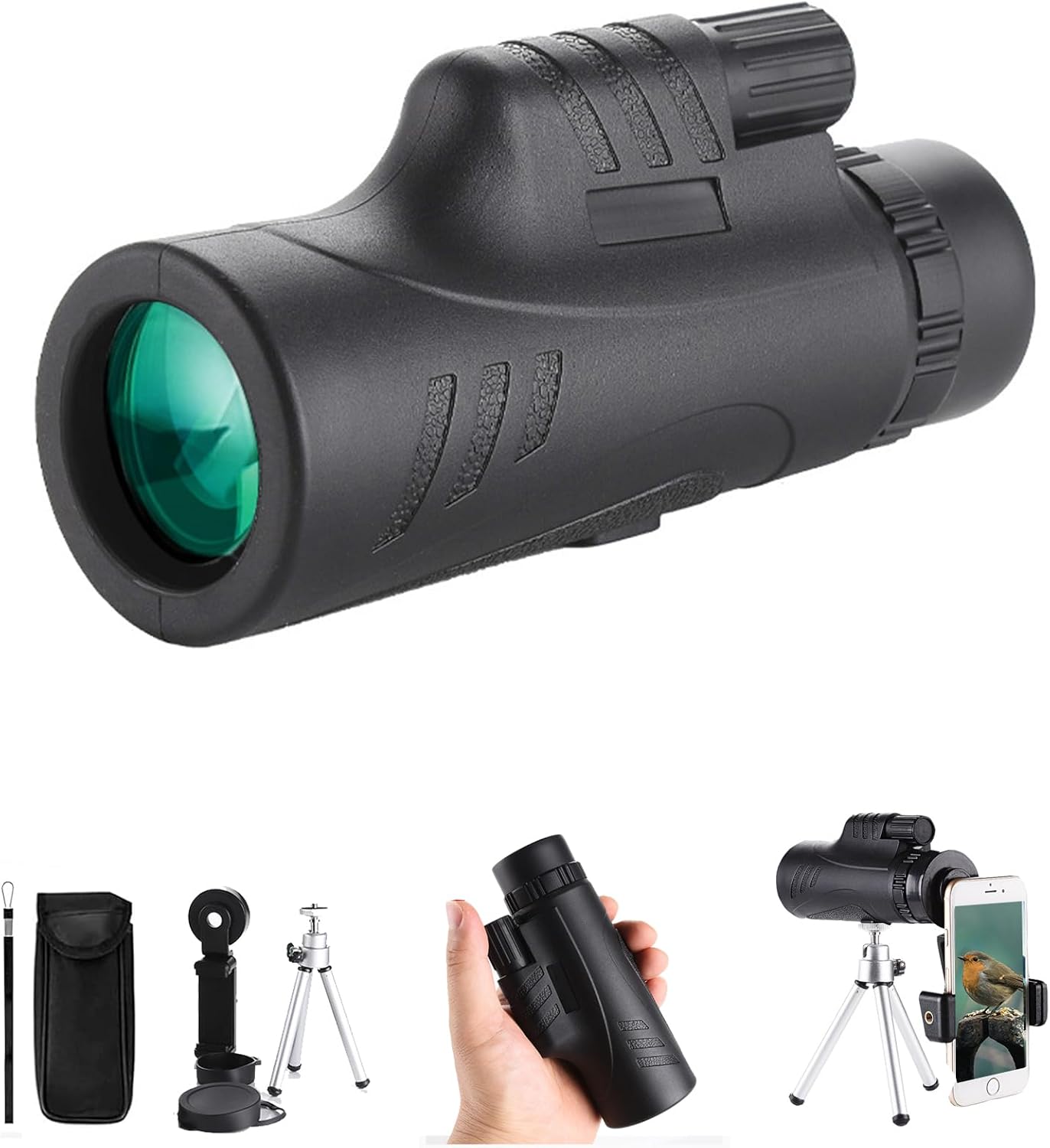 80×100 de alta potencia de visión nocturna BAK4 telescopio monocular compacto portátil impermeable monoculares adultos con trípode adaptador de