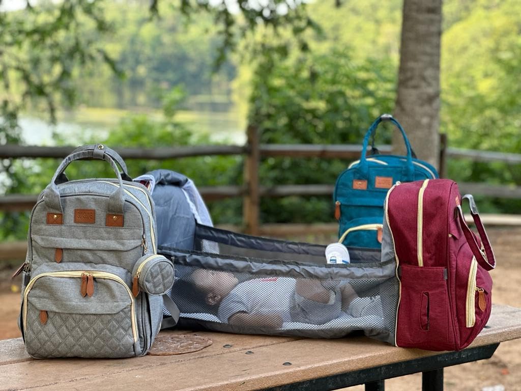 A&K – Mochila para pañales impermeable, grande, de viaje, para bebé, mini mochila con cambiador, regalo para baby shower, Rojo -, Mochila para