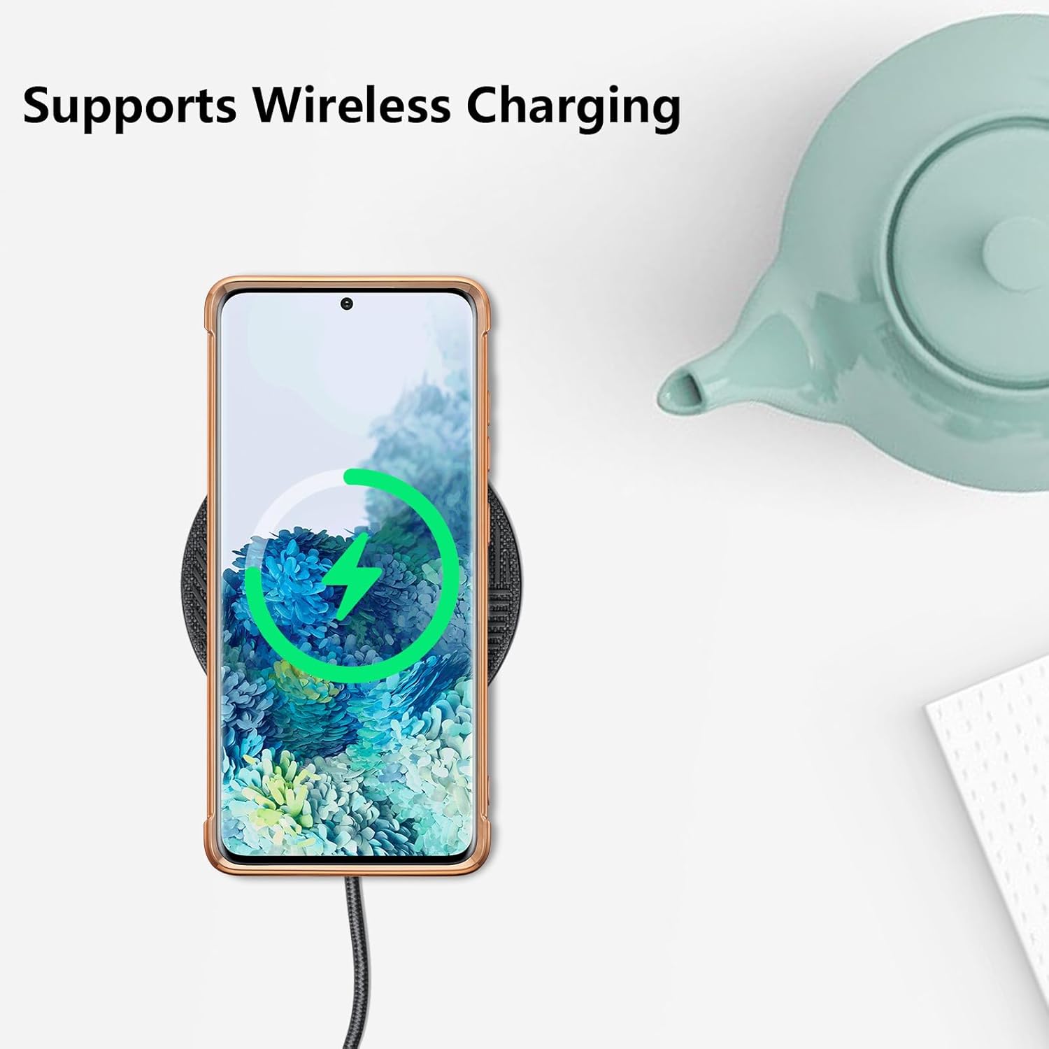 ZTOFERA Funda diseñada para Samsung Galaxy S20 FE 5G, bonito borde chapado con patrón de corazones de amor con protección para lente de cámara, para