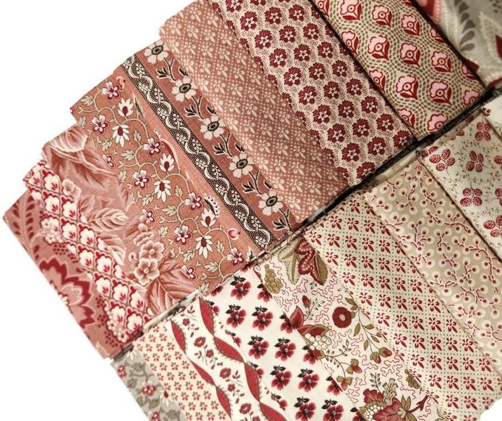 Fields 10 Fat Quarters  Surtido de moda francesa general Francia calicó flores florales rojo, rosa, azul, crema, clásico, calidad de reproducción,