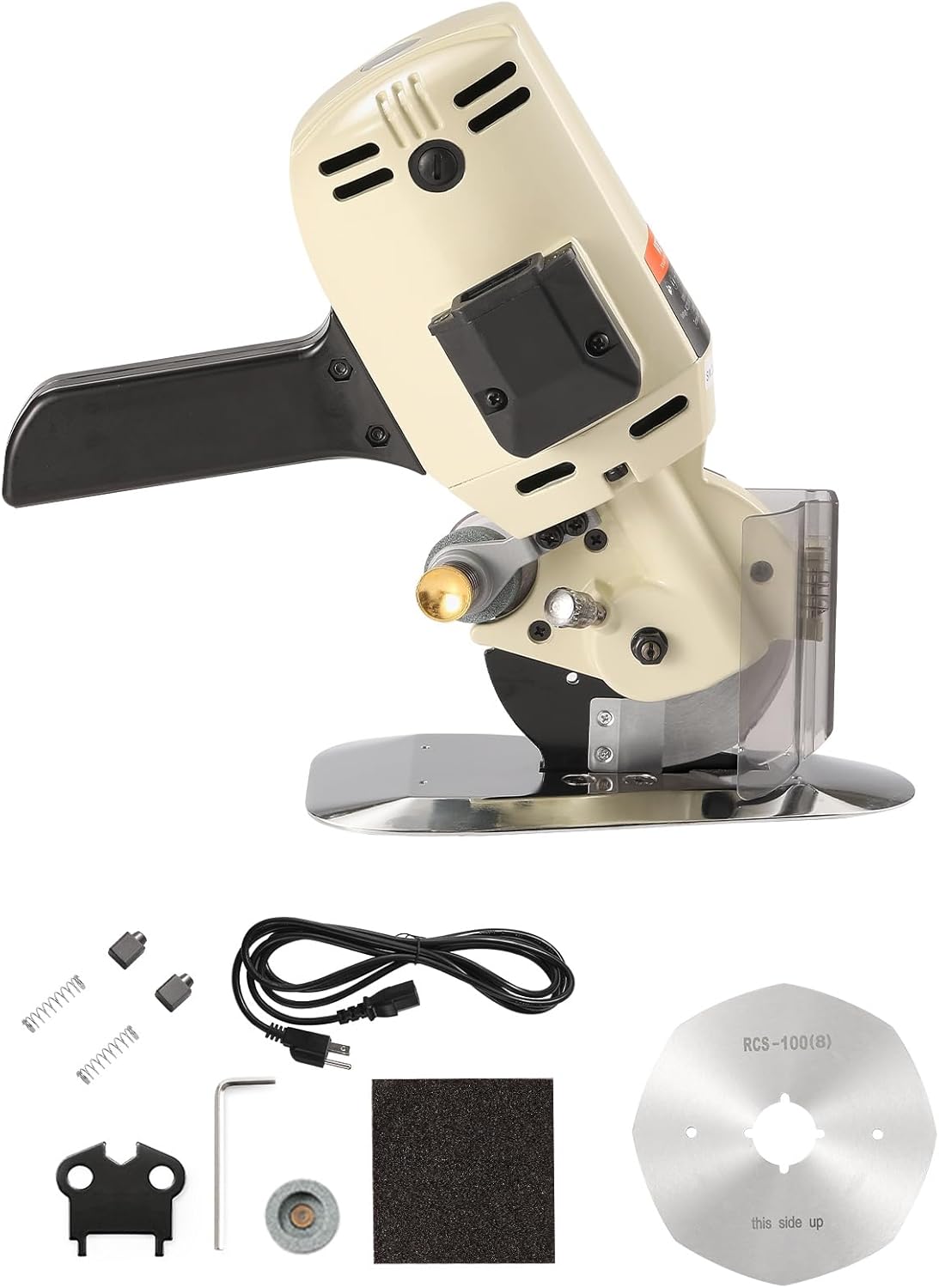 VEVOR Cortador de tela, máquina de corte rotativa eléctrica de tela de 250 W, grosor de corte de 1.1 pulgadas, cuchillo octogonal, con hoja de