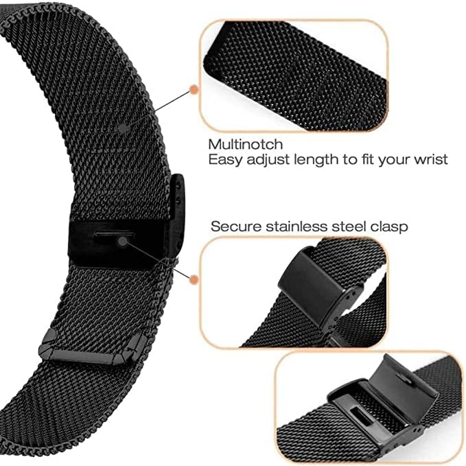FitTurn Paquete de 2 correas de reloj Wahoo ELEMNT Rival, rejillas de repuesto delgadas de malla de acero inoxidable con cierre a presión para Wahoo