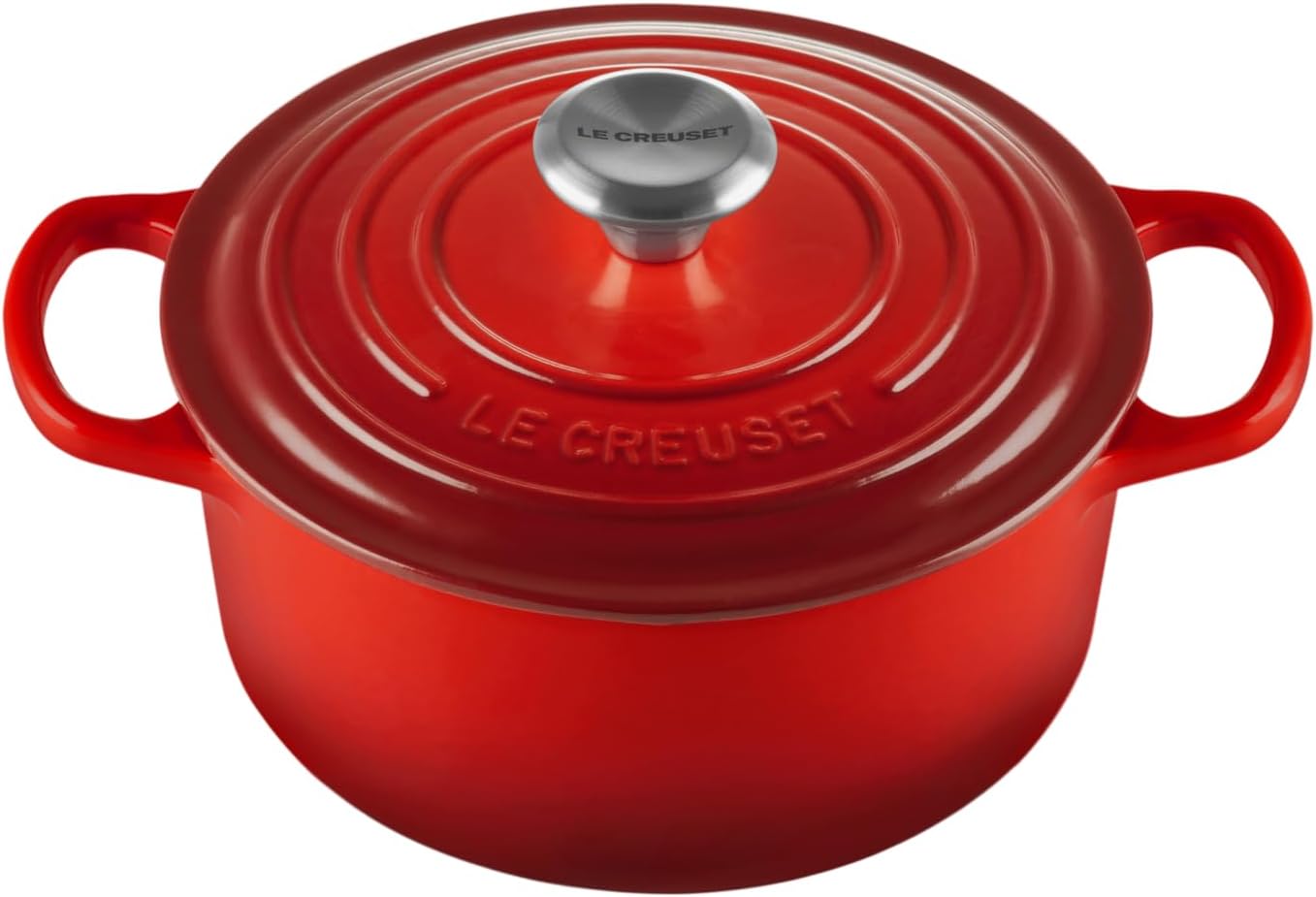 Le Creuset Horno holandés redondo de hierro fundido esmaltado, 2 cuartos de galón, cereza