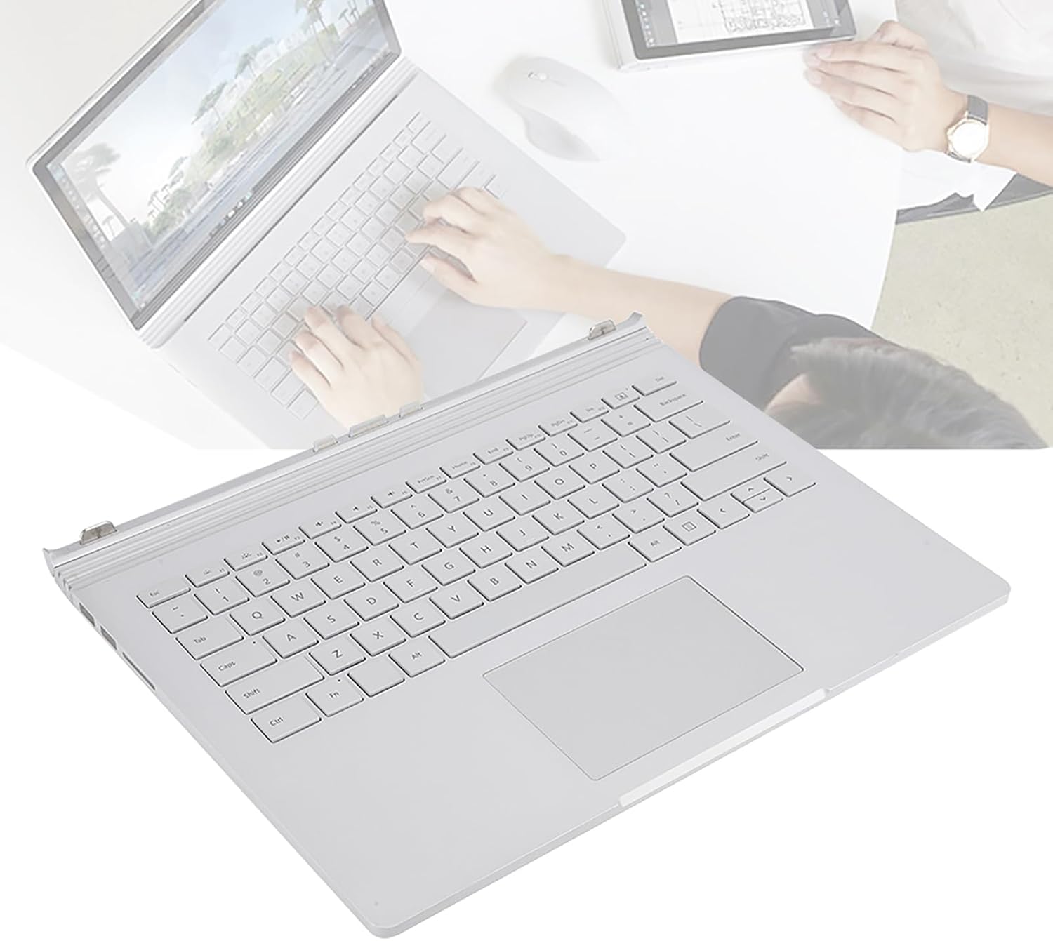 Fydun para Surface Book, teclado de reemplazo pc panel frontal 1 1704 1705 multifuncional plata para portátil portátil