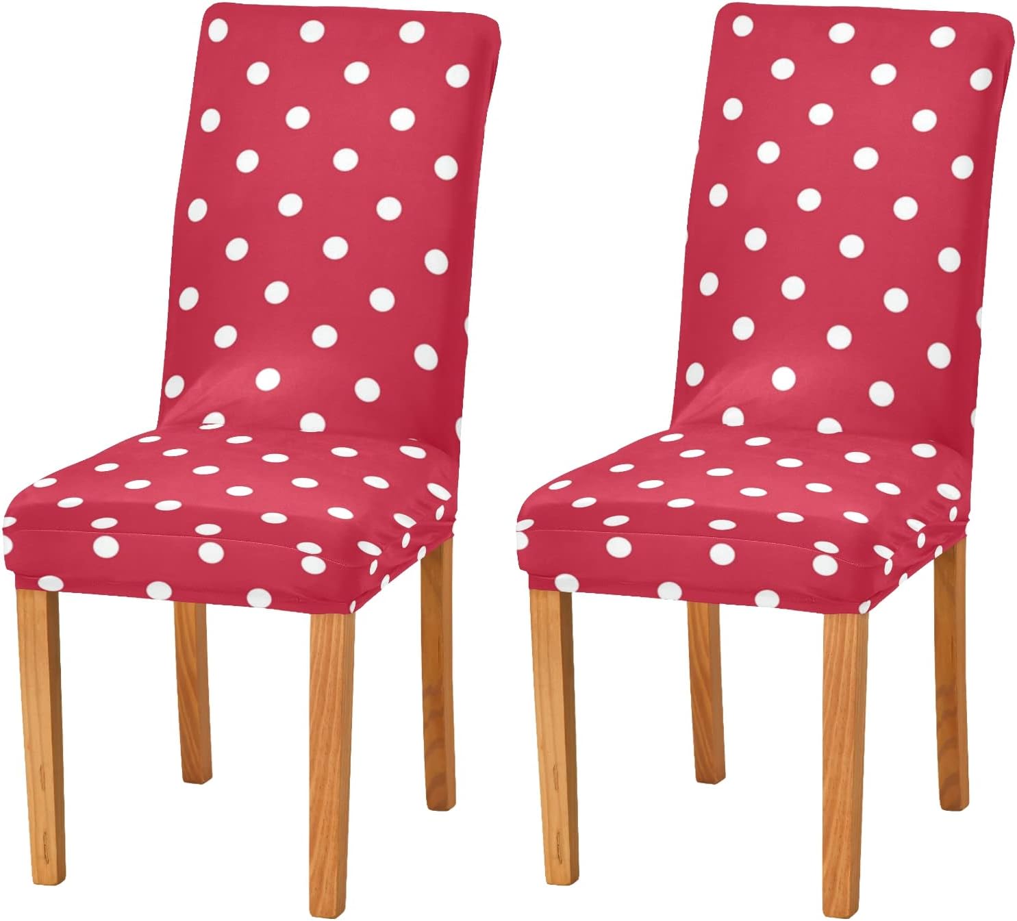 ALAZA Fundas para sillas de Navidad, diseño de lunares rojos y blancos, para decoración del hogar, cocina, comedor, elásticas, extraíbles y