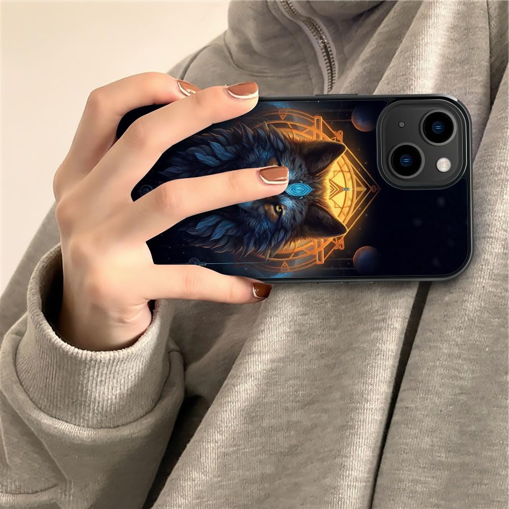 Cvkoyhl Funda compatible con iPhone 13 Mini, diseño de lobo bajo el cielo estrellado para iPhone 13 Mini, fundas para hombres y mujeres, diseño de
